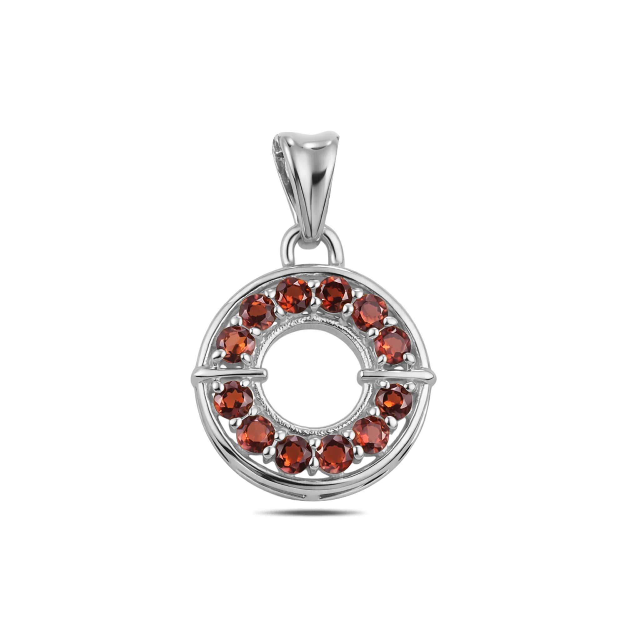 Garnet Round Pendant with Prong Setting