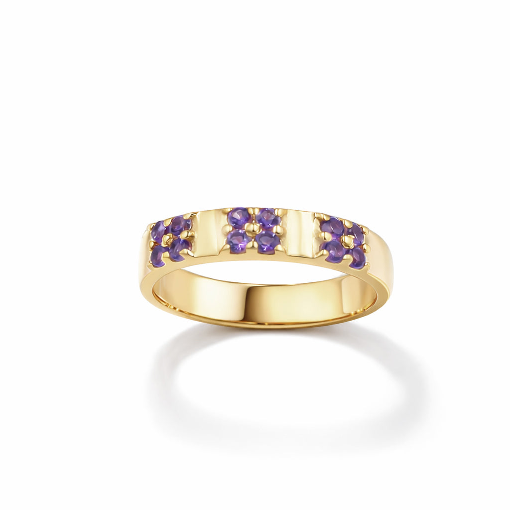 Amethyst Round Stone Cluster Band Ring Designer Ring