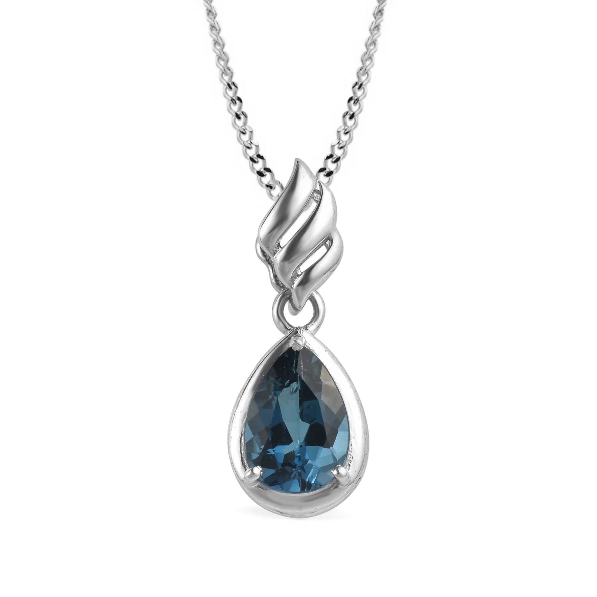 London Blue Topaz Pear Pendant with Prong Setting