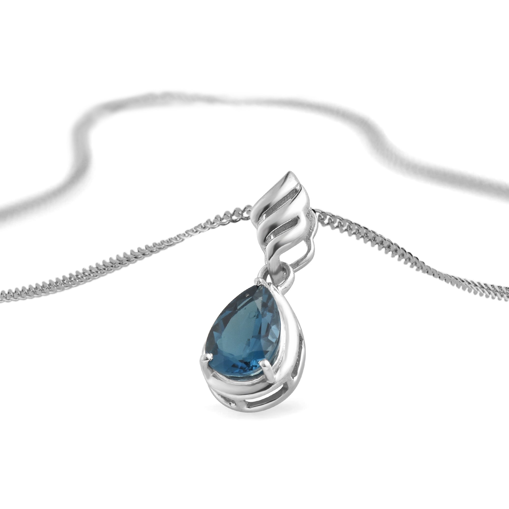 London Blue Topaz Pear Pendant with Prong Setting
