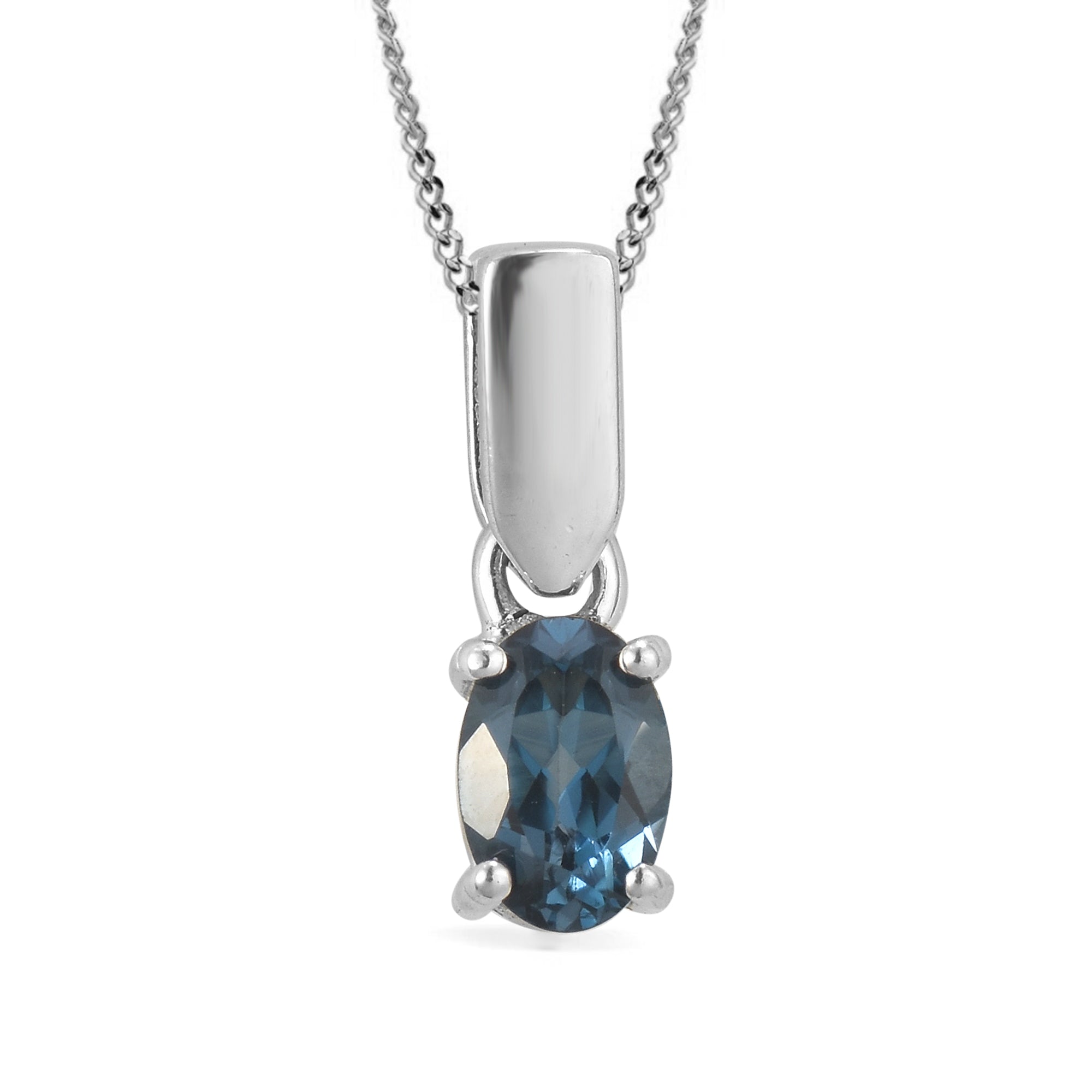 London Blue Topaz Oval Pendant with Prong Setting