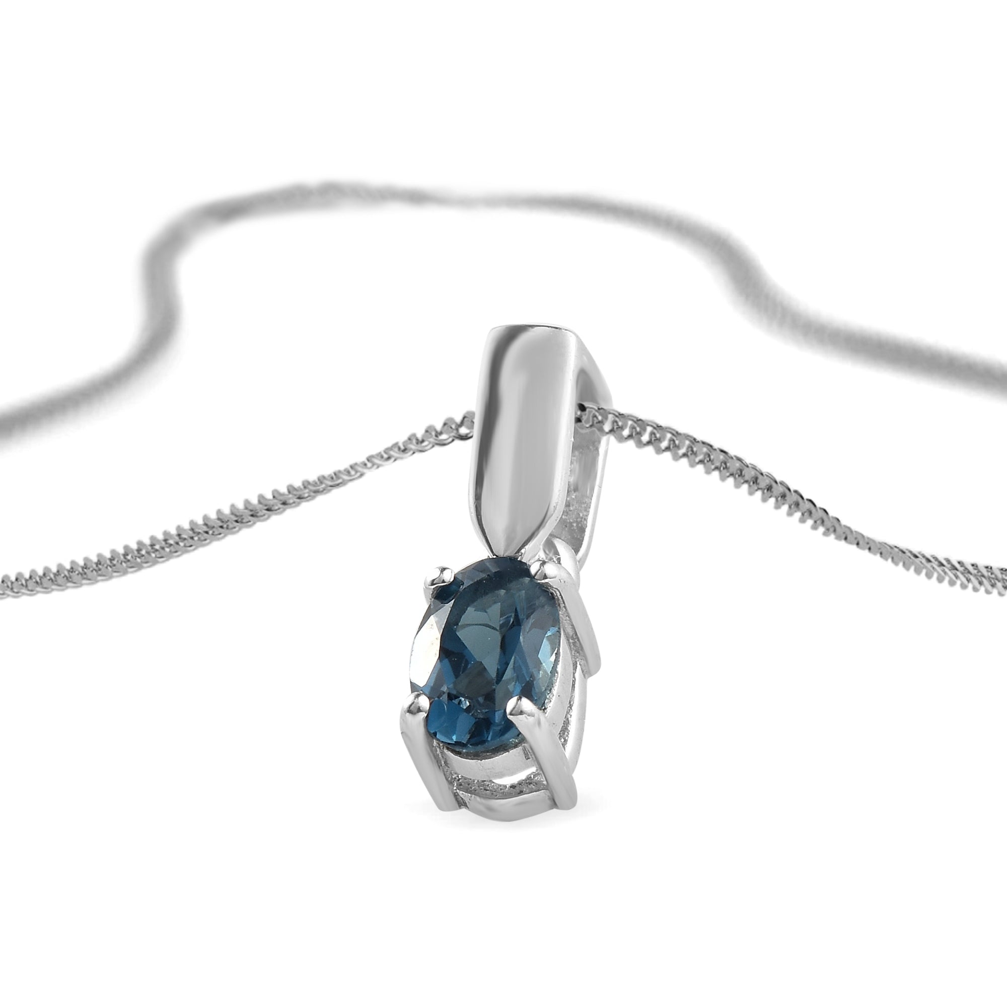 London Blue Topaz Oval Pendant with Prong Setting