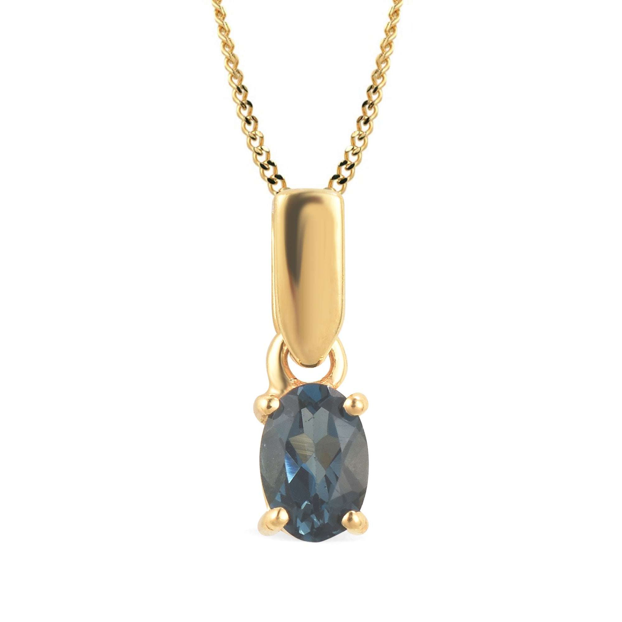London Blue Topaz Oval Pendant with Prong Setting