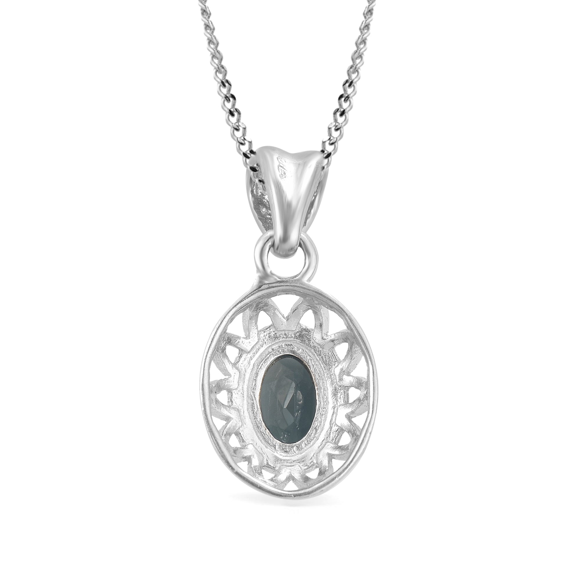 London Blue Topaz Oval Pendant with Prong Setting