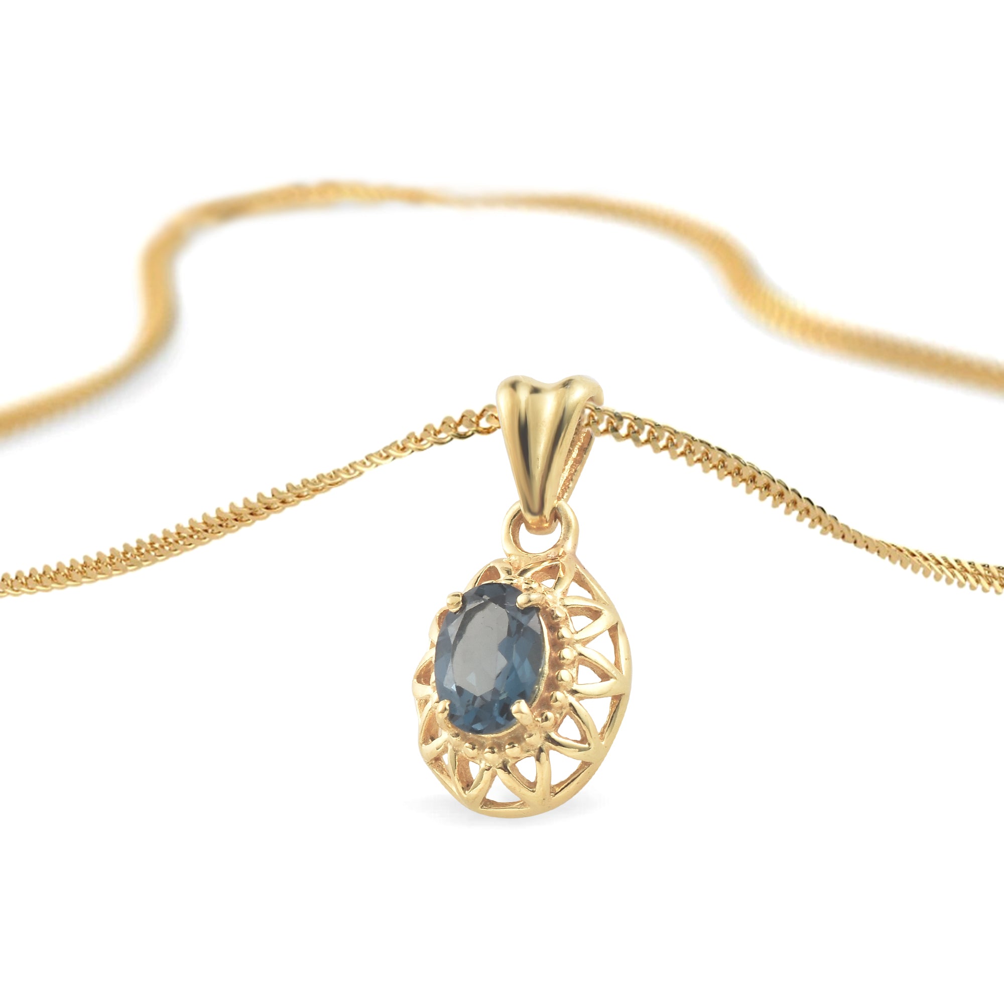 London Blue Topaz Oval Pendant with Prong Setting
