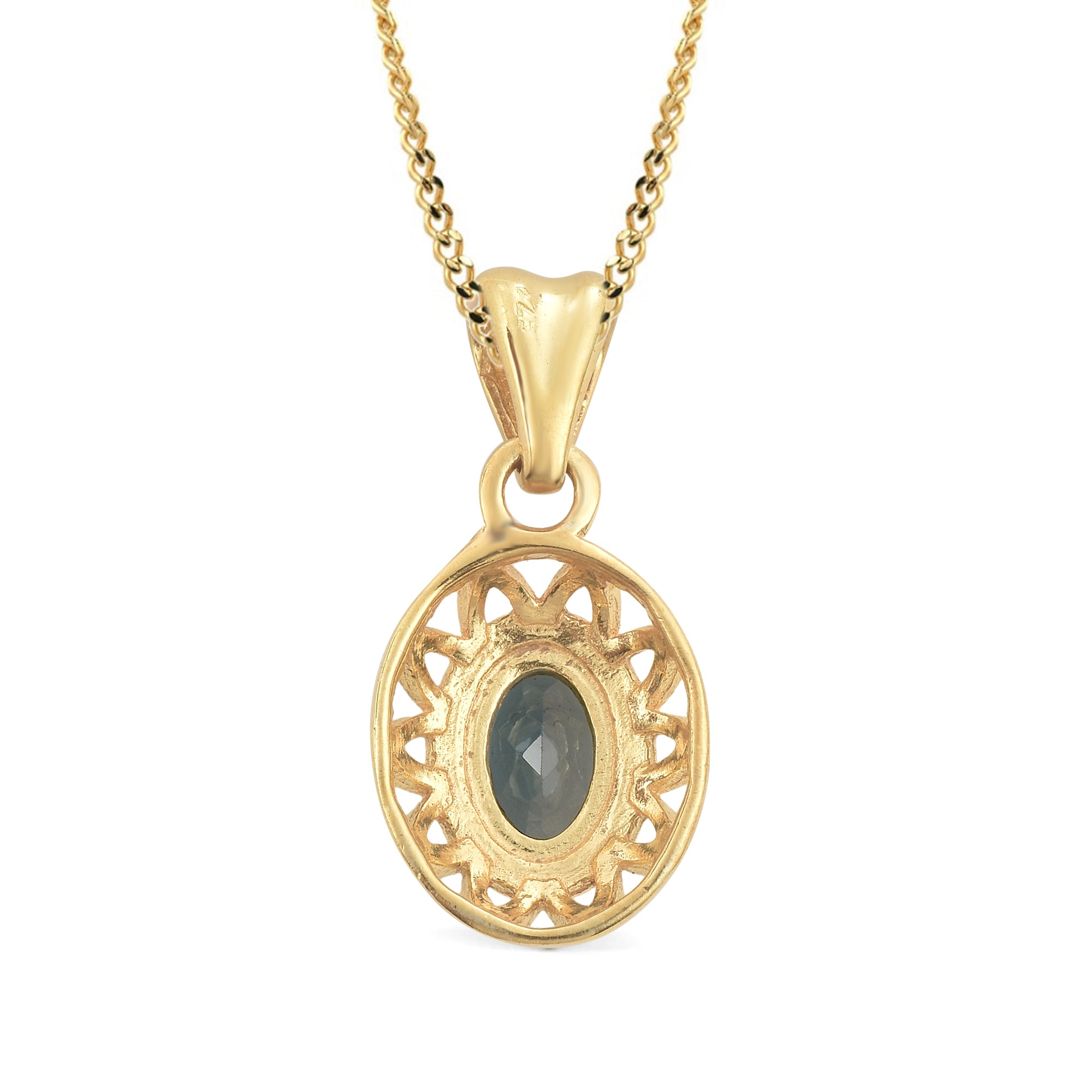 London Blue Topaz Oval Pendant with Prong Setting