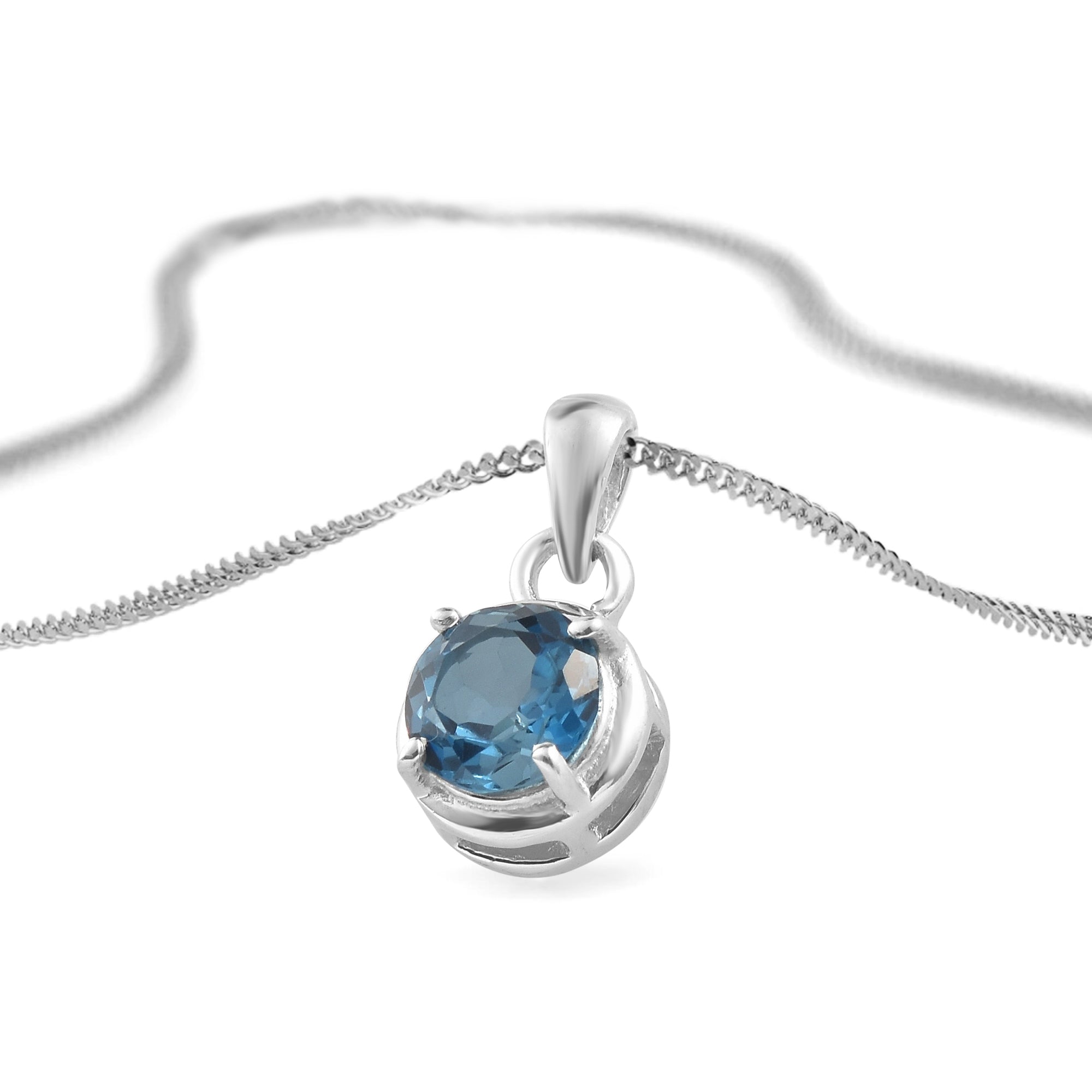 London Blue Topaz Round Pendant with Prong Setting