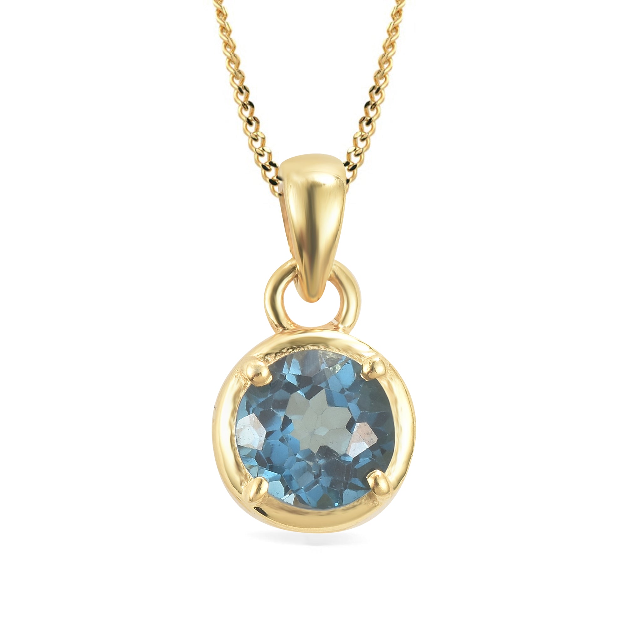 London Blue Topaz Round Pendant with Prong Setting