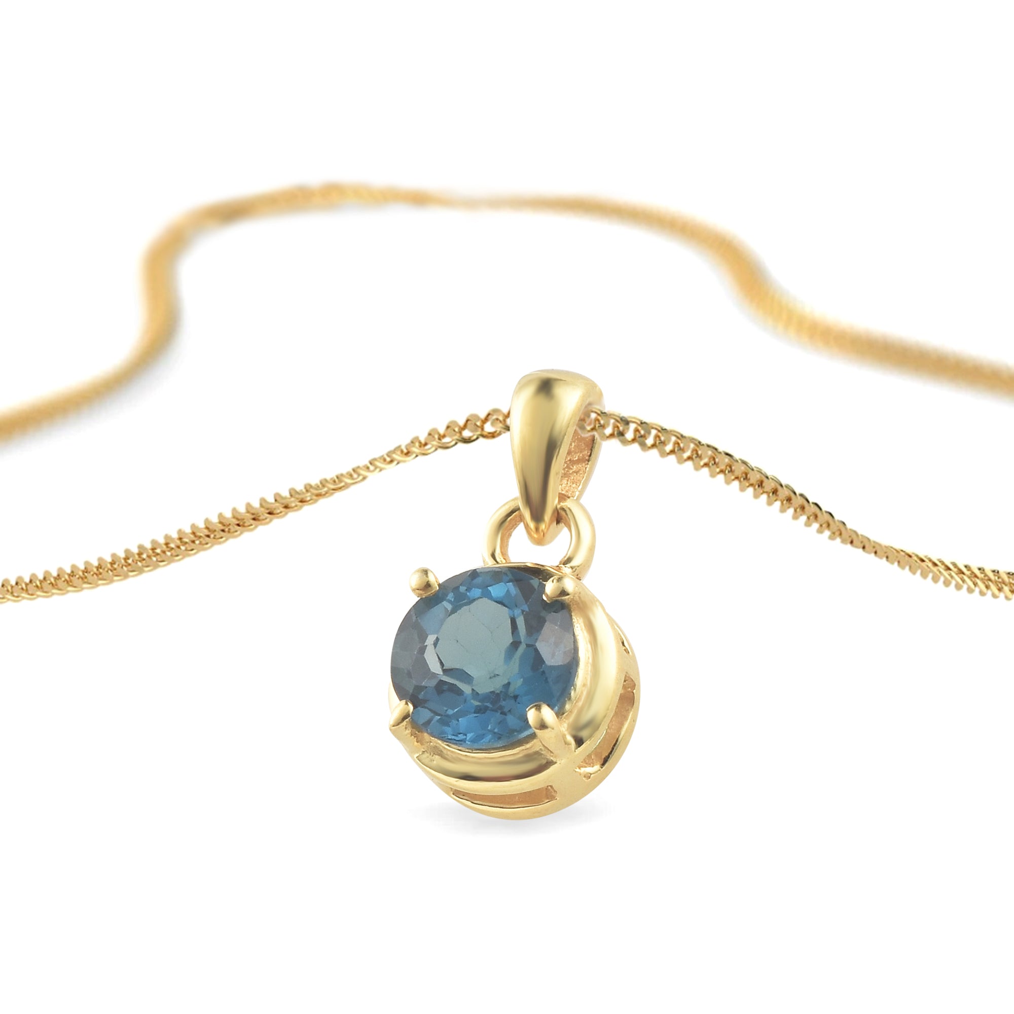 London Blue Topaz Round Pendant with Prong Setting