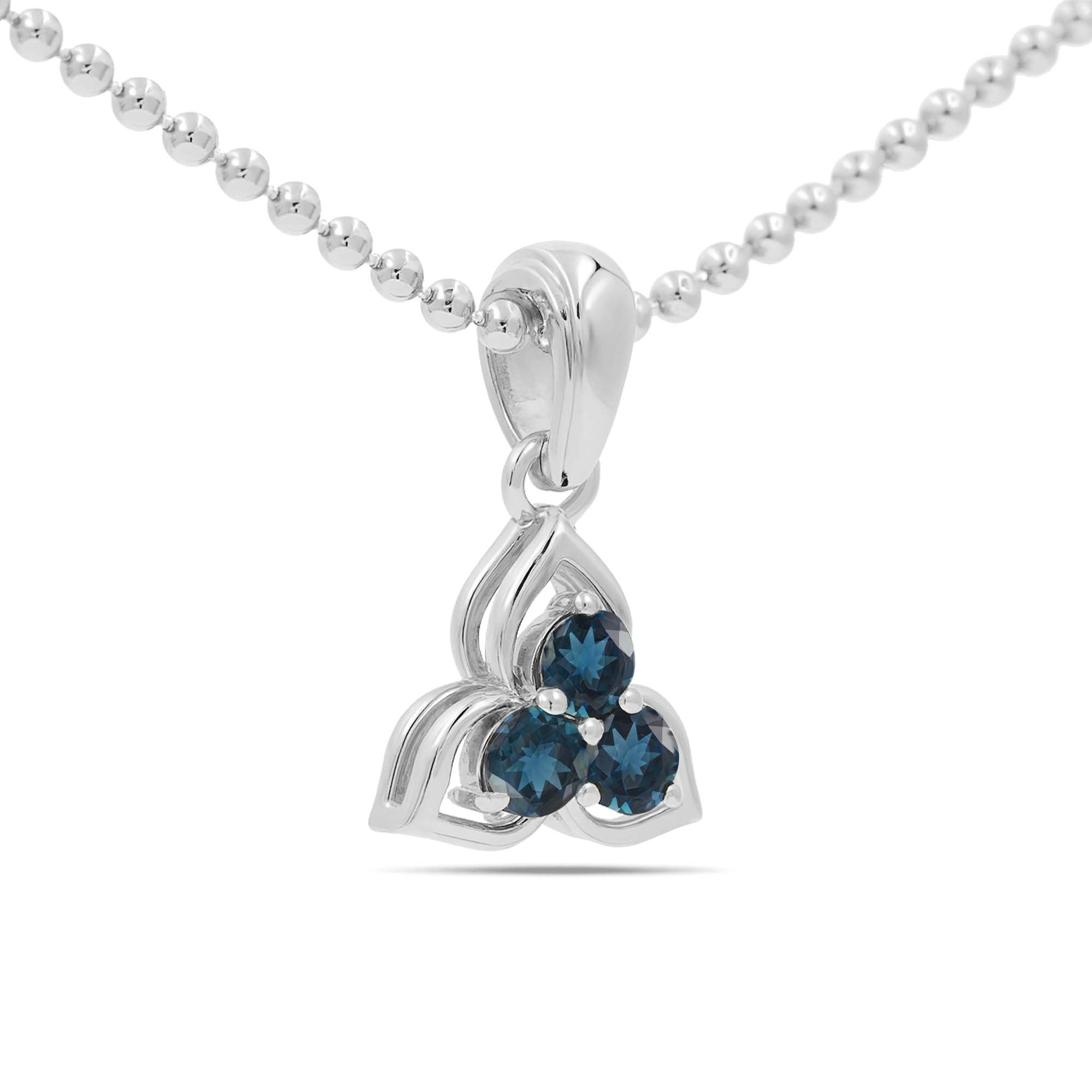 London Blue Topaz Round Pendant with Prong Setting