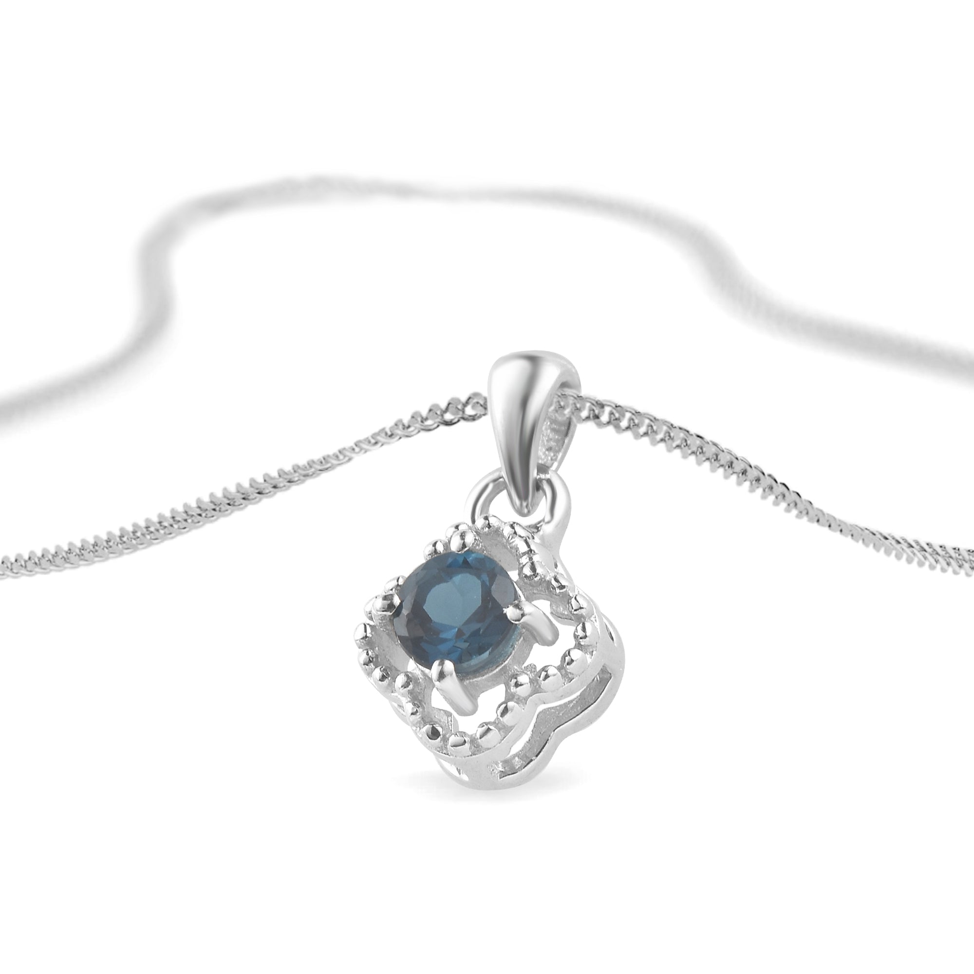 London Blue Topaz Round Pendant with Prong Setting