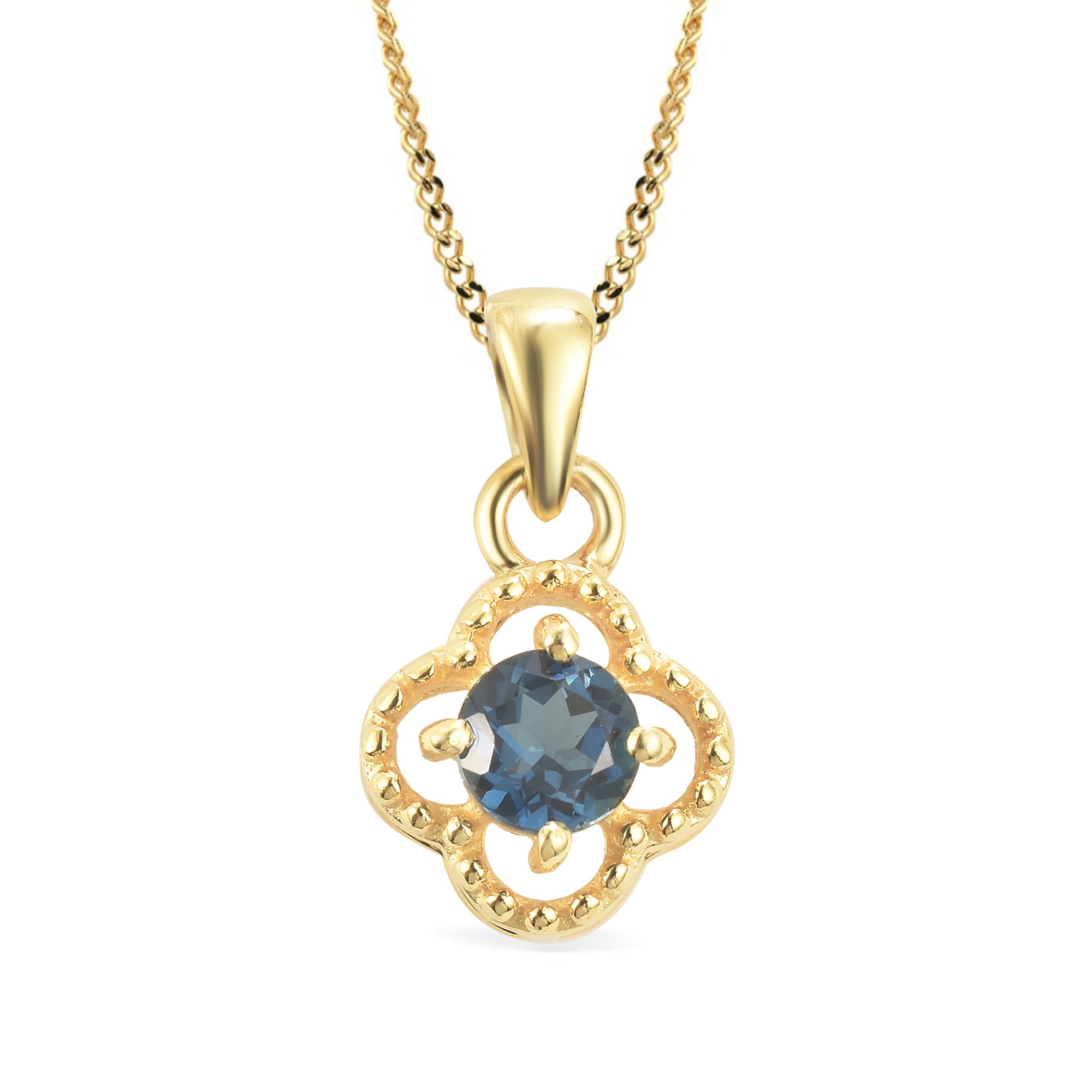 London Blue Topaz Round Pendant with Prong Setting