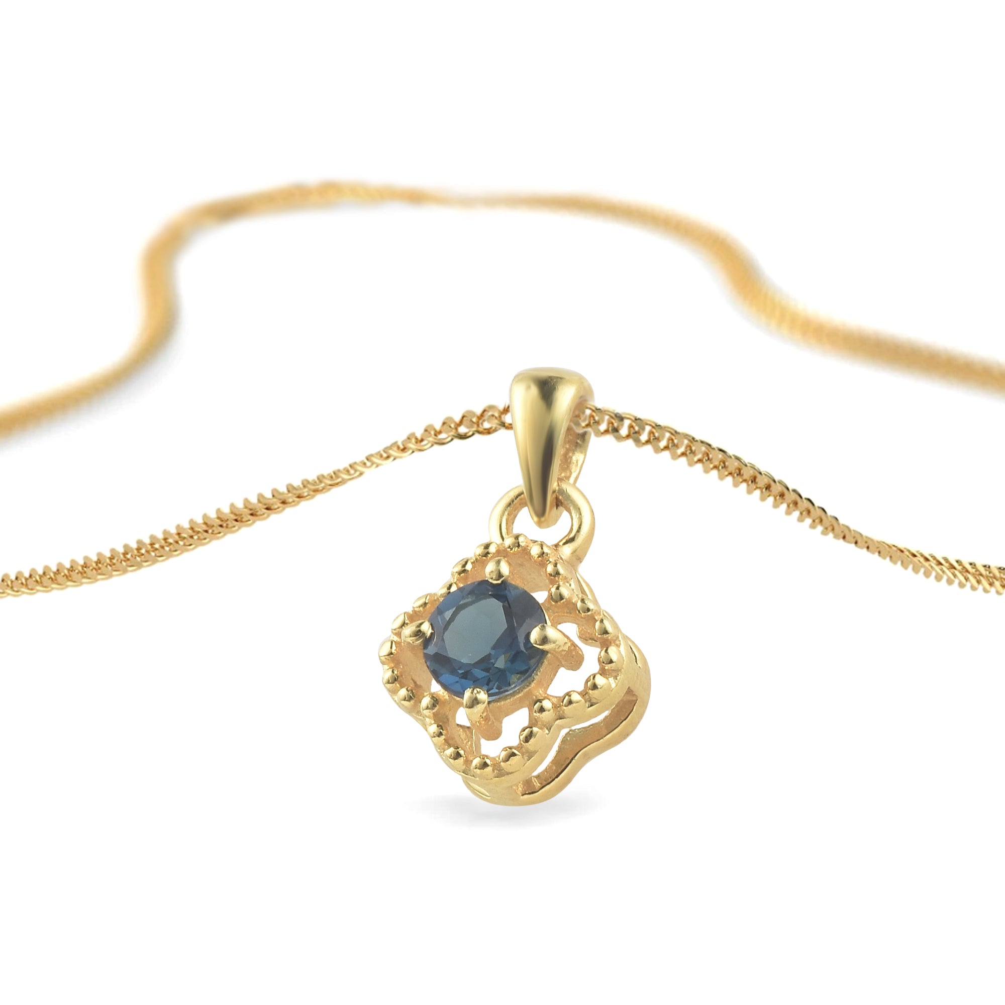 London Blue Topaz Round Pendant with Prong Setting