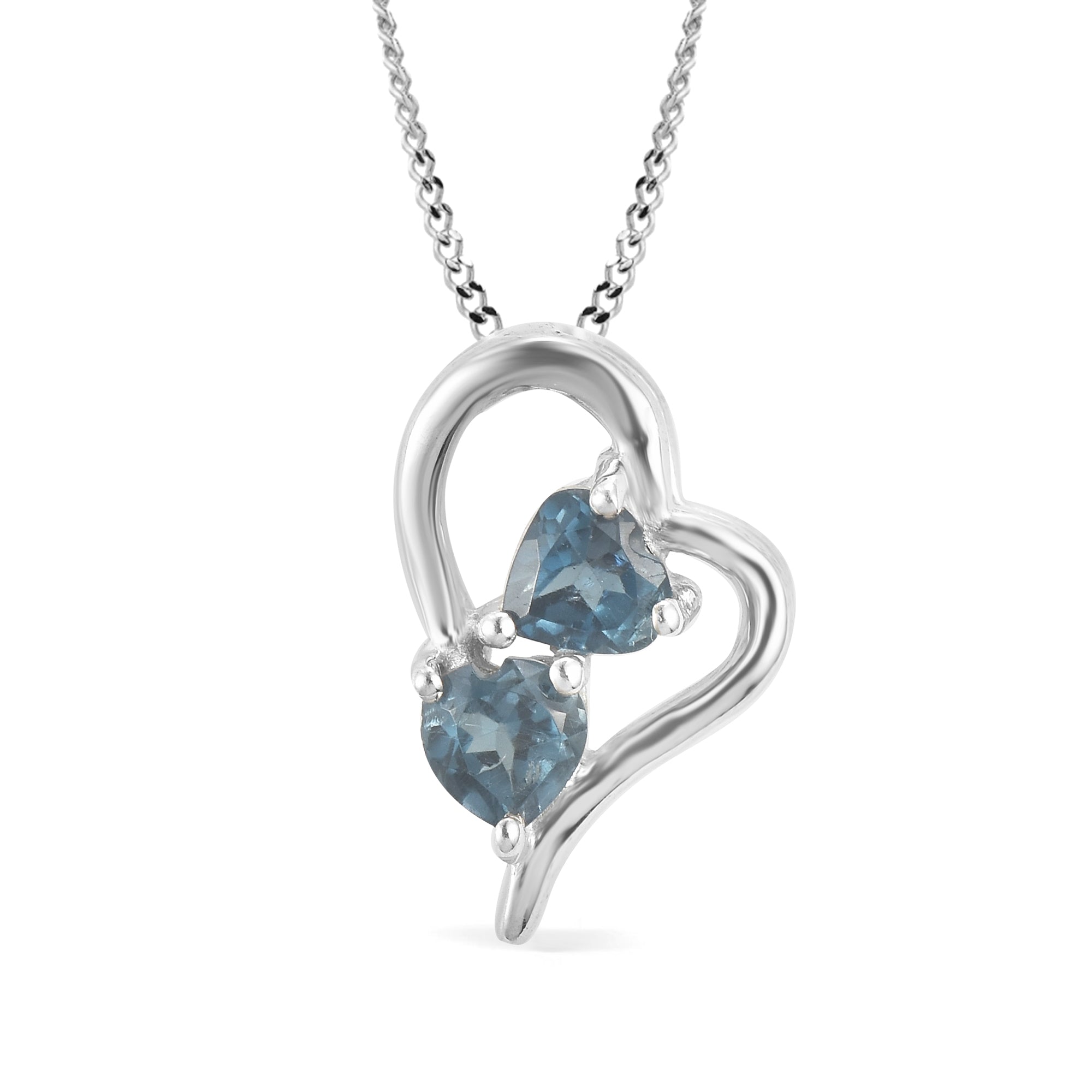 London Blue Topaz Heart Pendant with Prong Setting