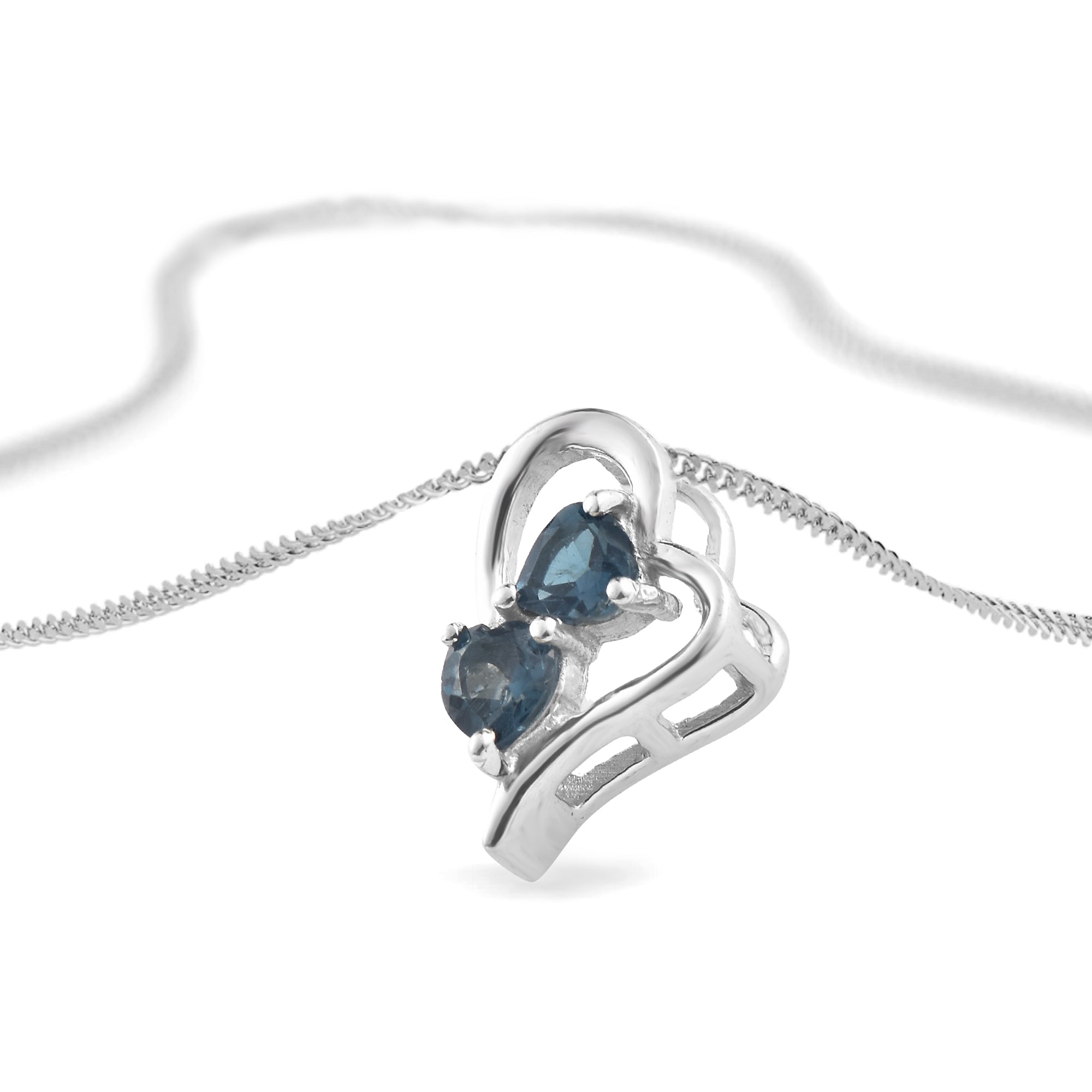 London Blue Topaz Heart Pendant with Prong Setting