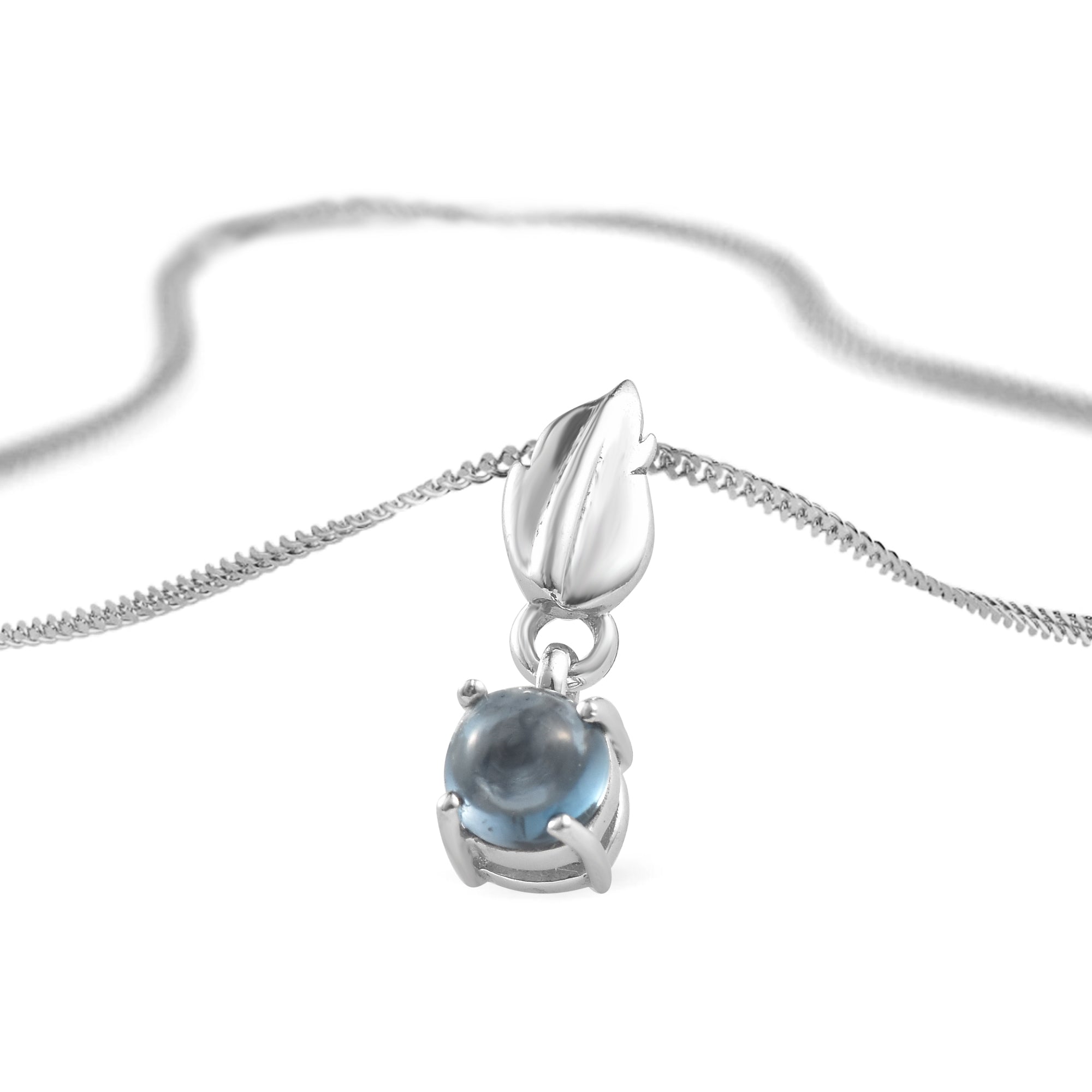 London Blue Topaz Round Pendant with Prong Setting