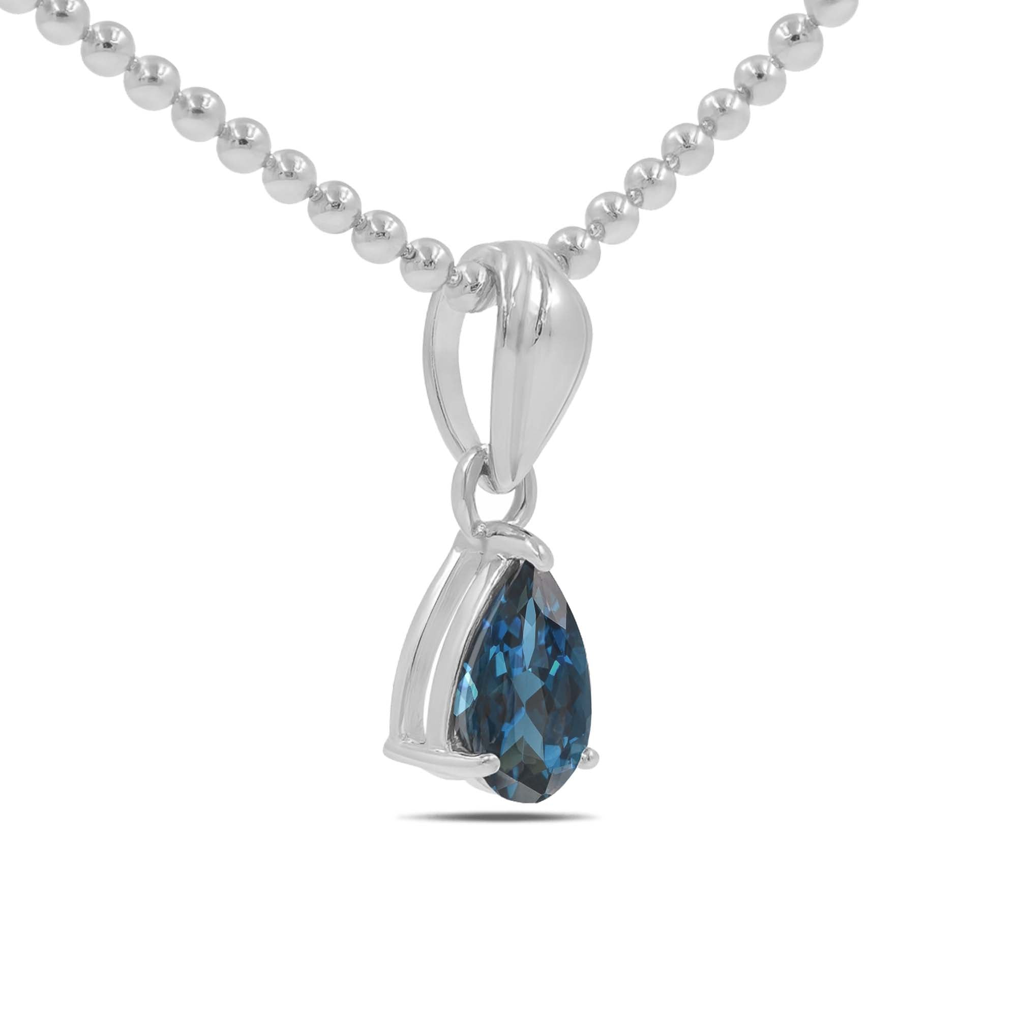 London Blue Topaz Pear Pendant with Prong Setting