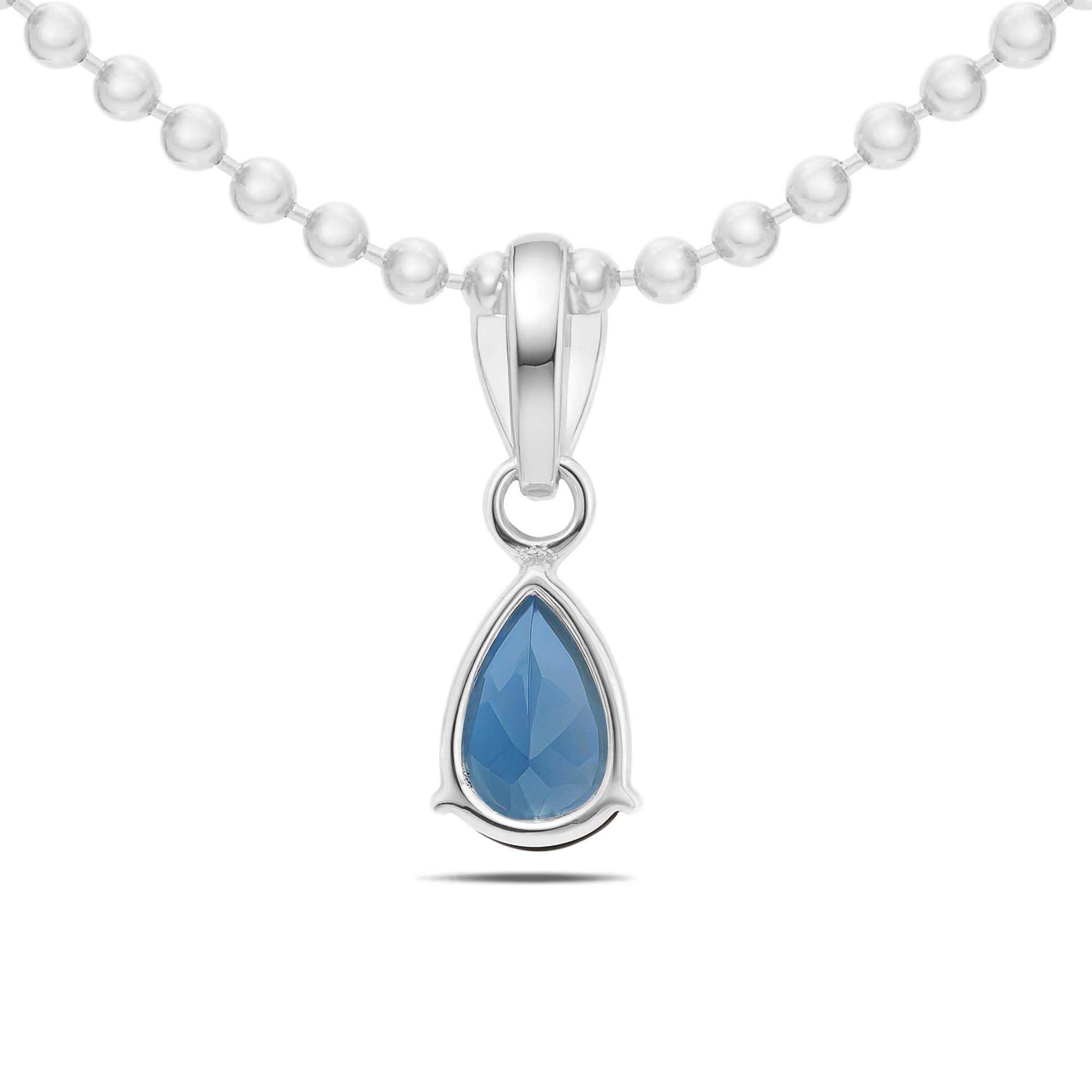 London Blue Topaz Pear Pendant with Prong Setting