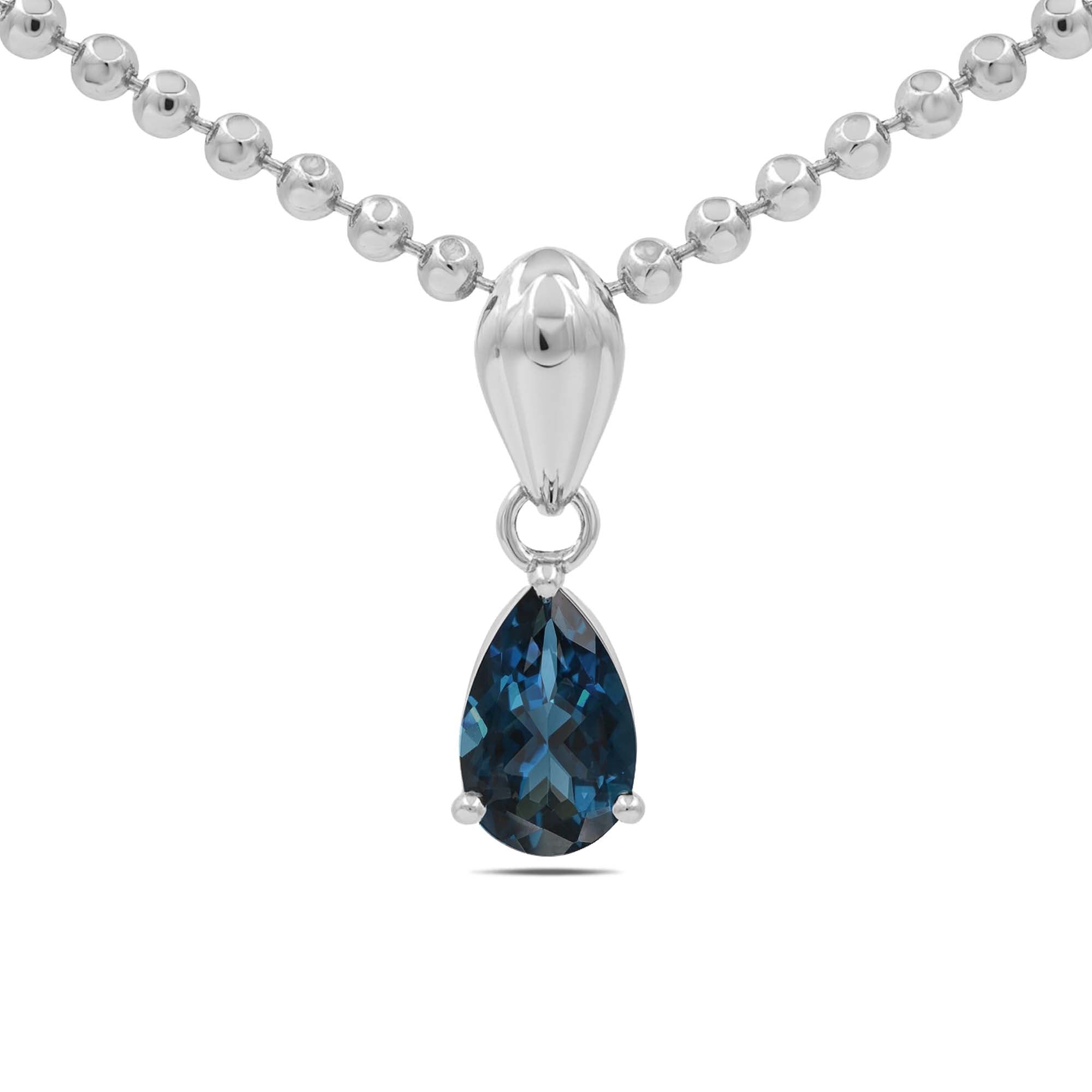 London Blue Topaz Pear Pendant with Prong Setting