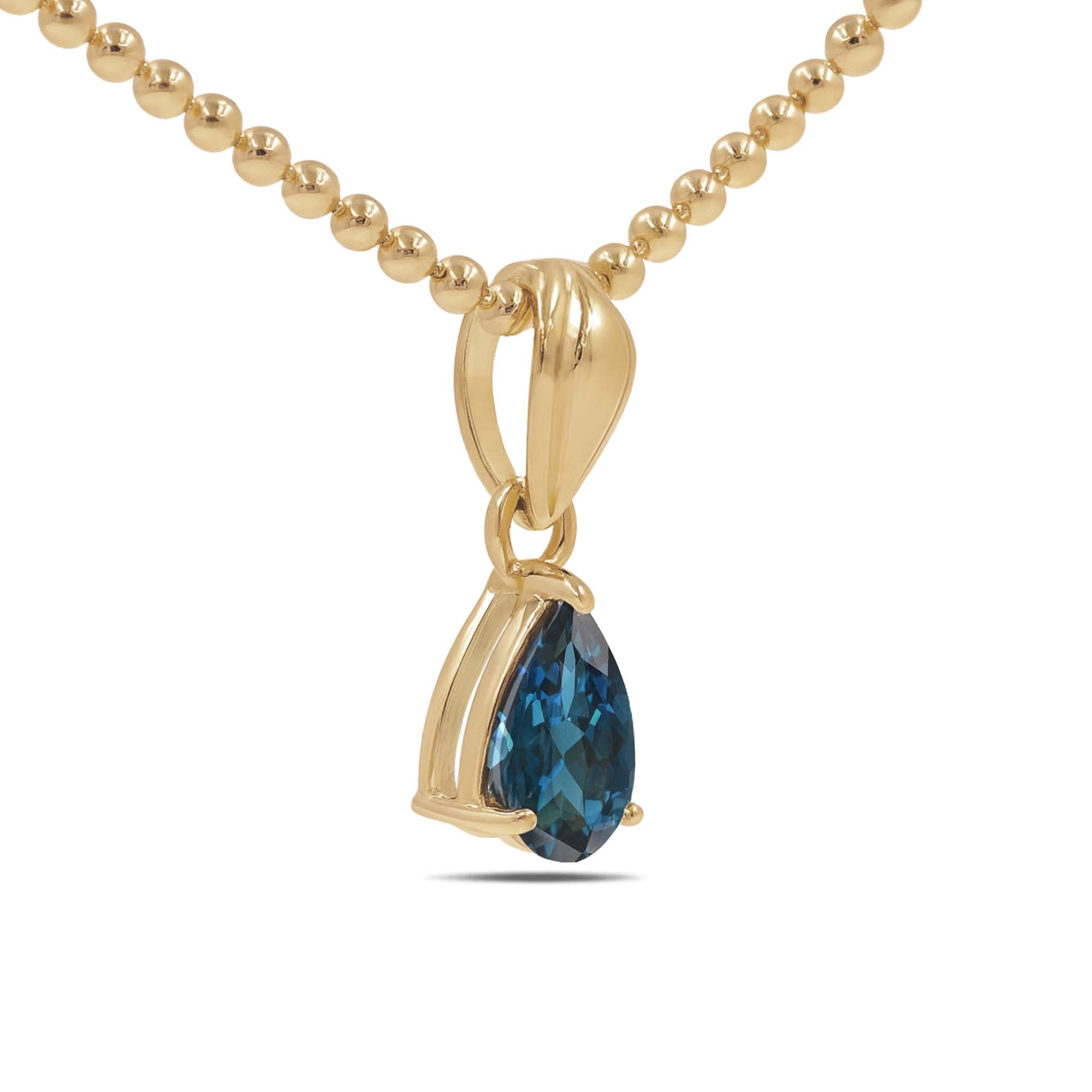 London Blue Topaz Pear Pendant with Prong Setting