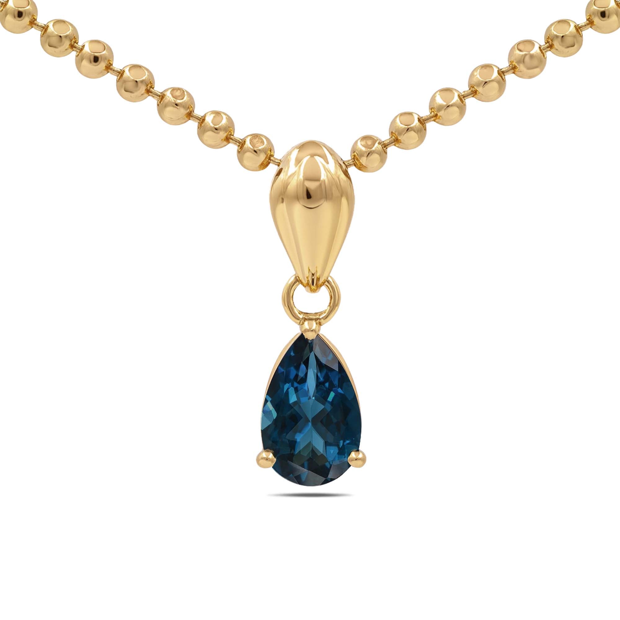 London Blue Topaz Pear Pendant with Prong Setting