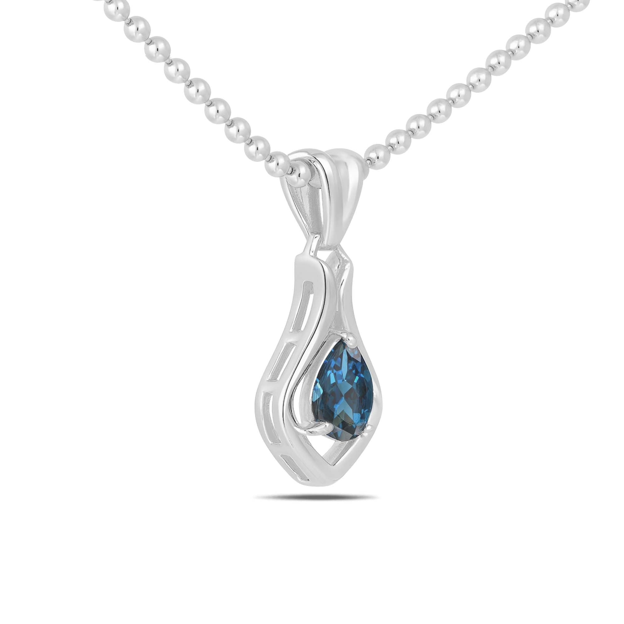 London Blue Topaz Pear Pendant with Prong Setting