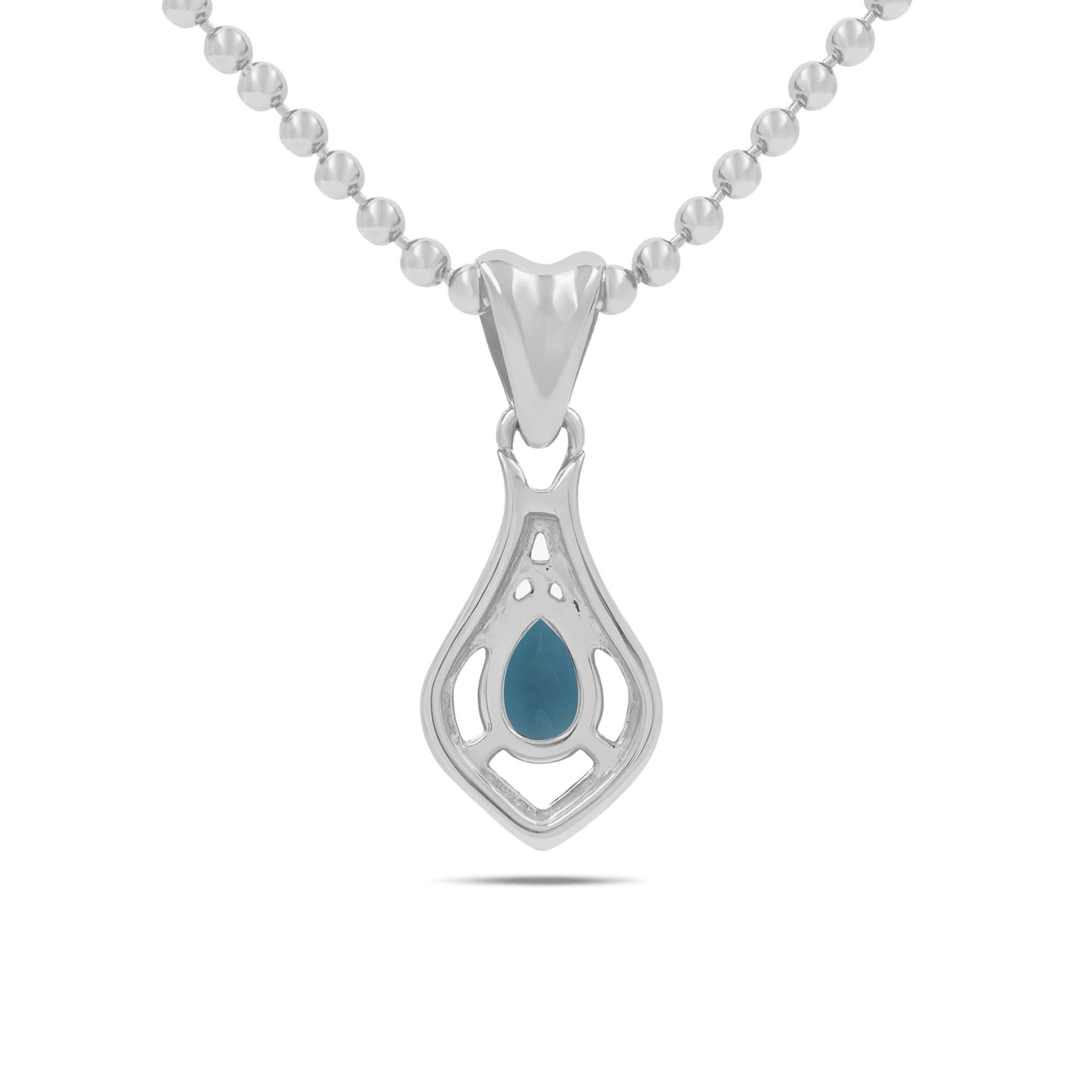 London Blue Topaz Pear Pendant with Prong Setting