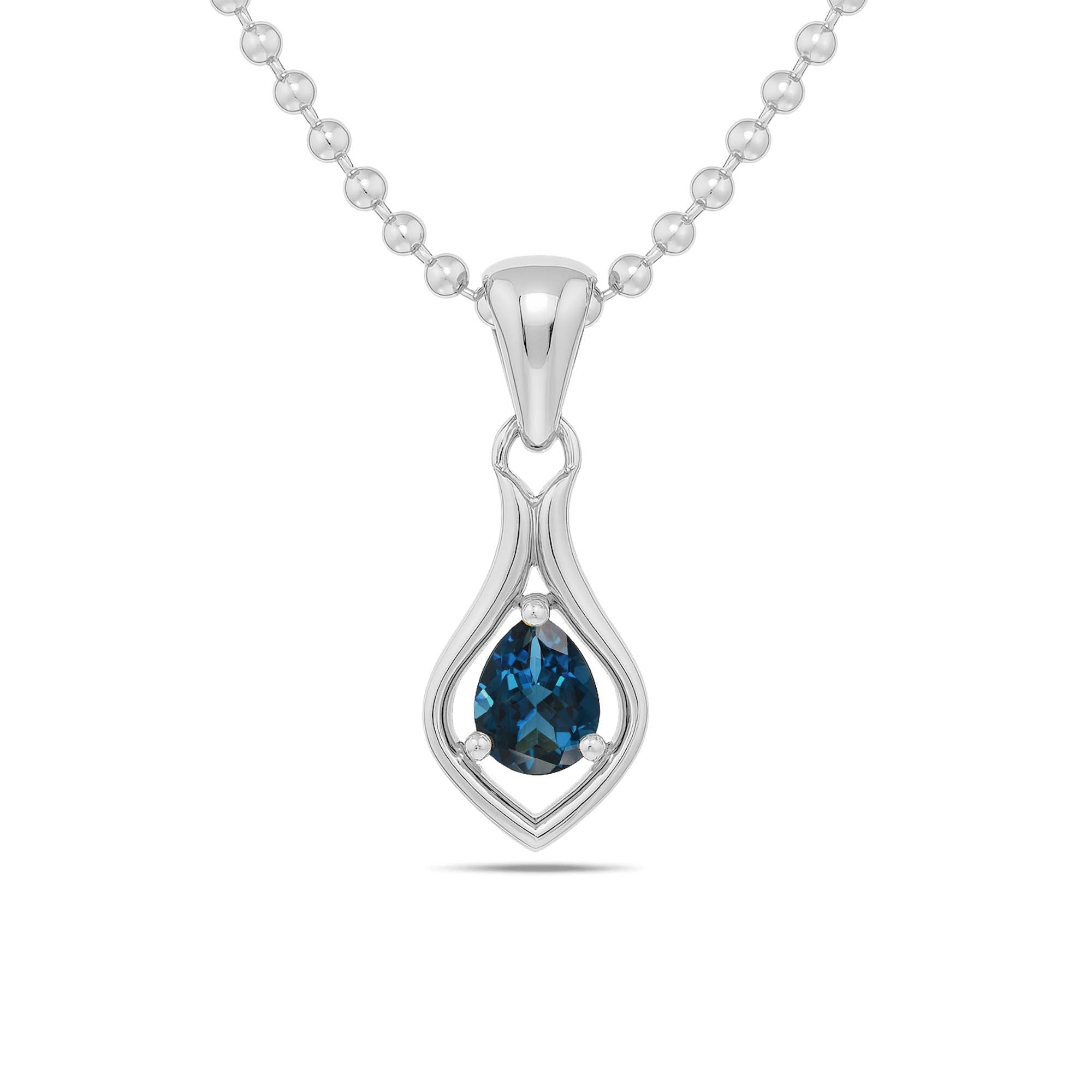 London Blue Topaz Pear Pendant with Prong Setting