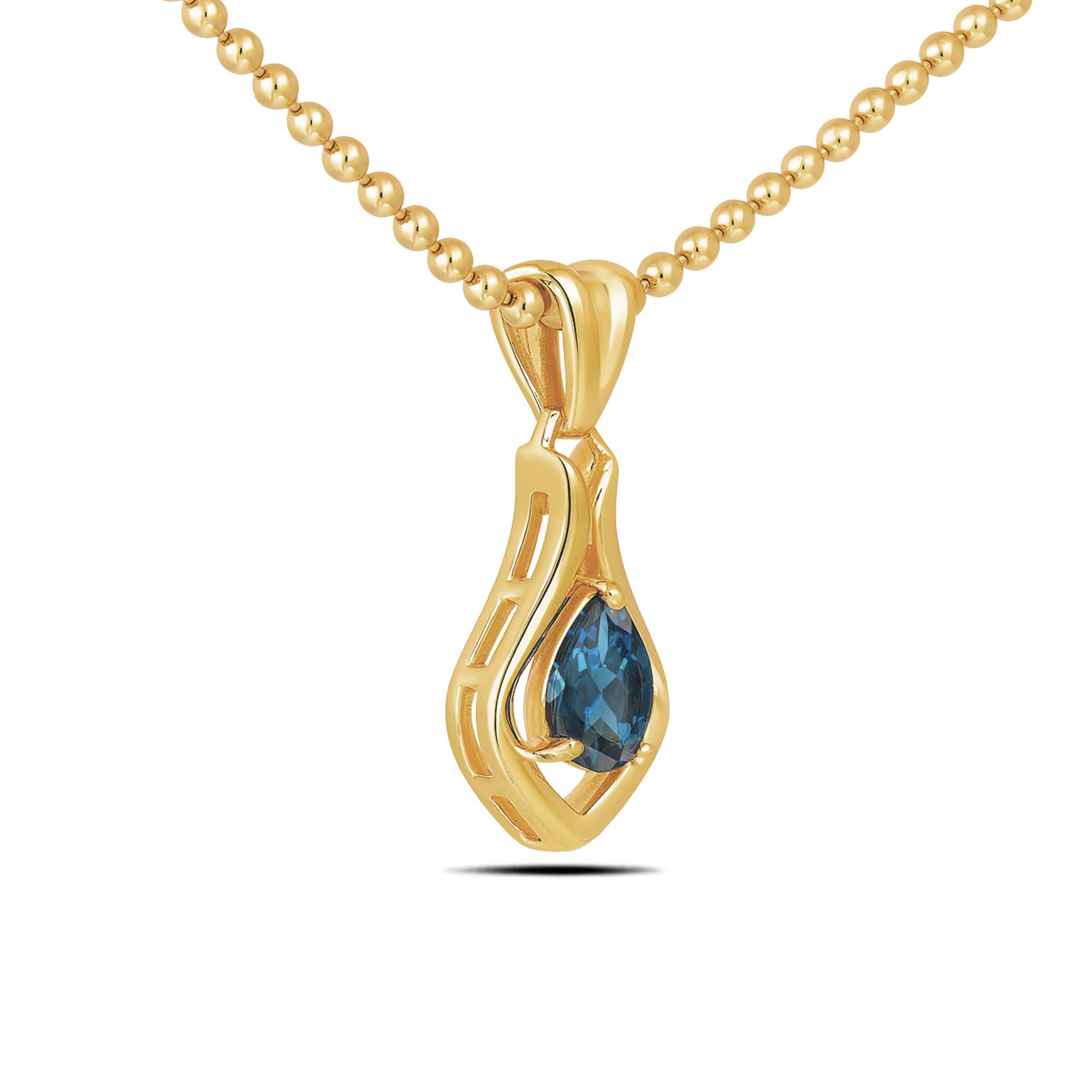 London Blue Topaz Pear Pendant with Prong Setting