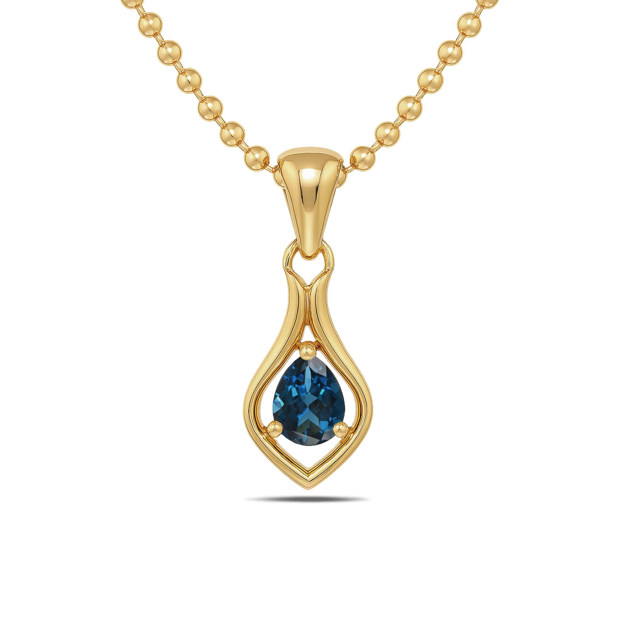 London Blue Topaz Pear Pendant with Prong Setting