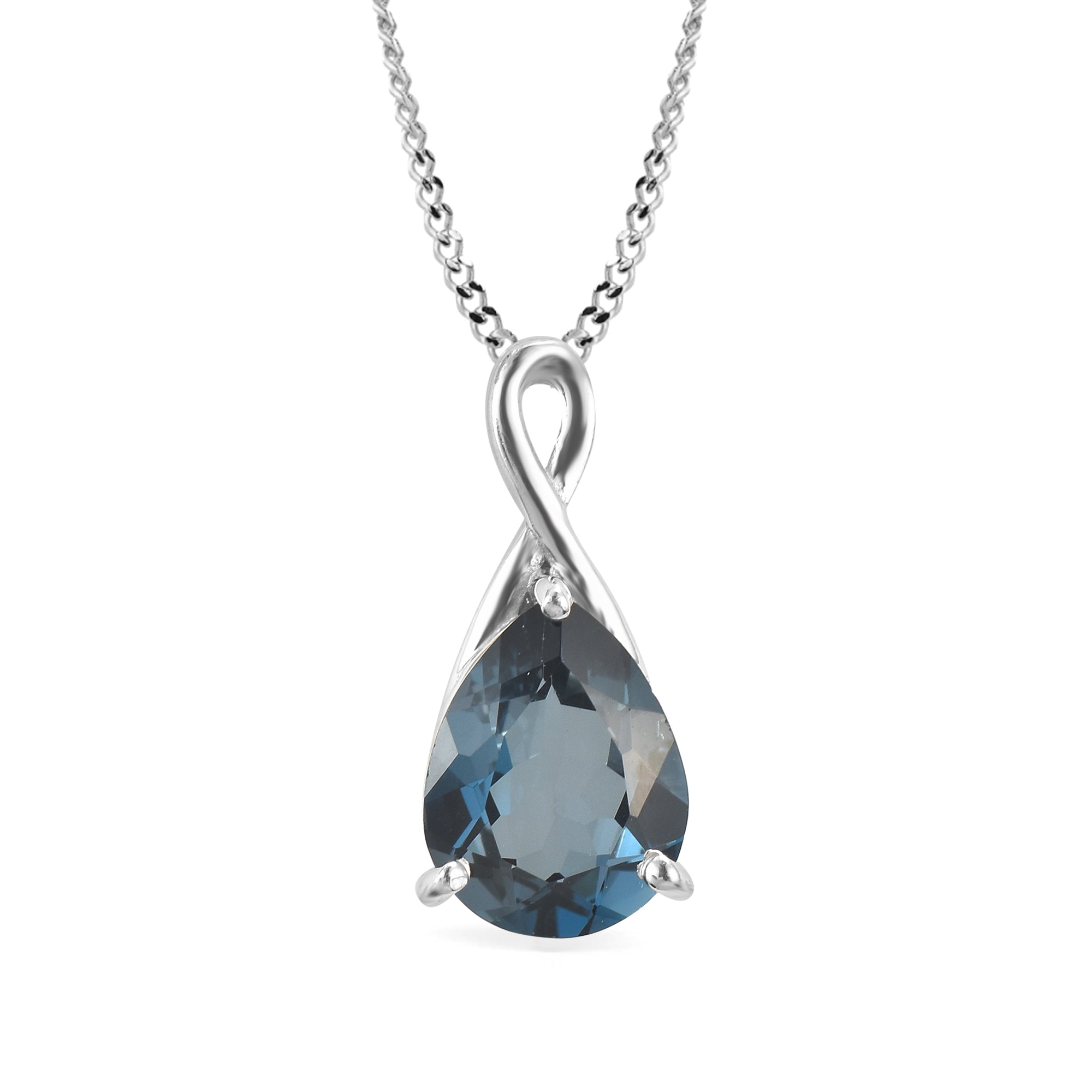 London Blue Topaz Pear Pendant with Prong Setting