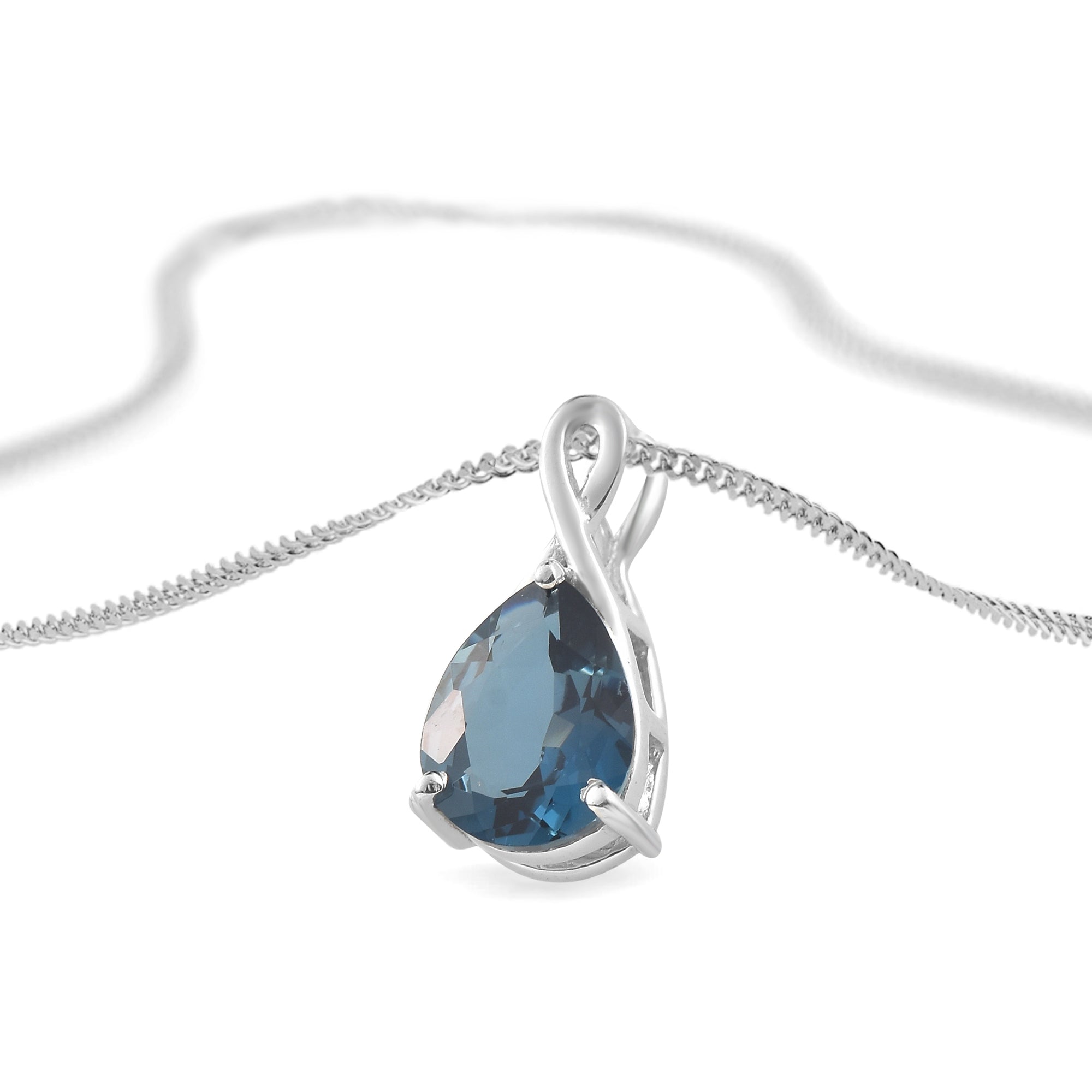 London Blue Topaz Pear Pendant with Prong Setting