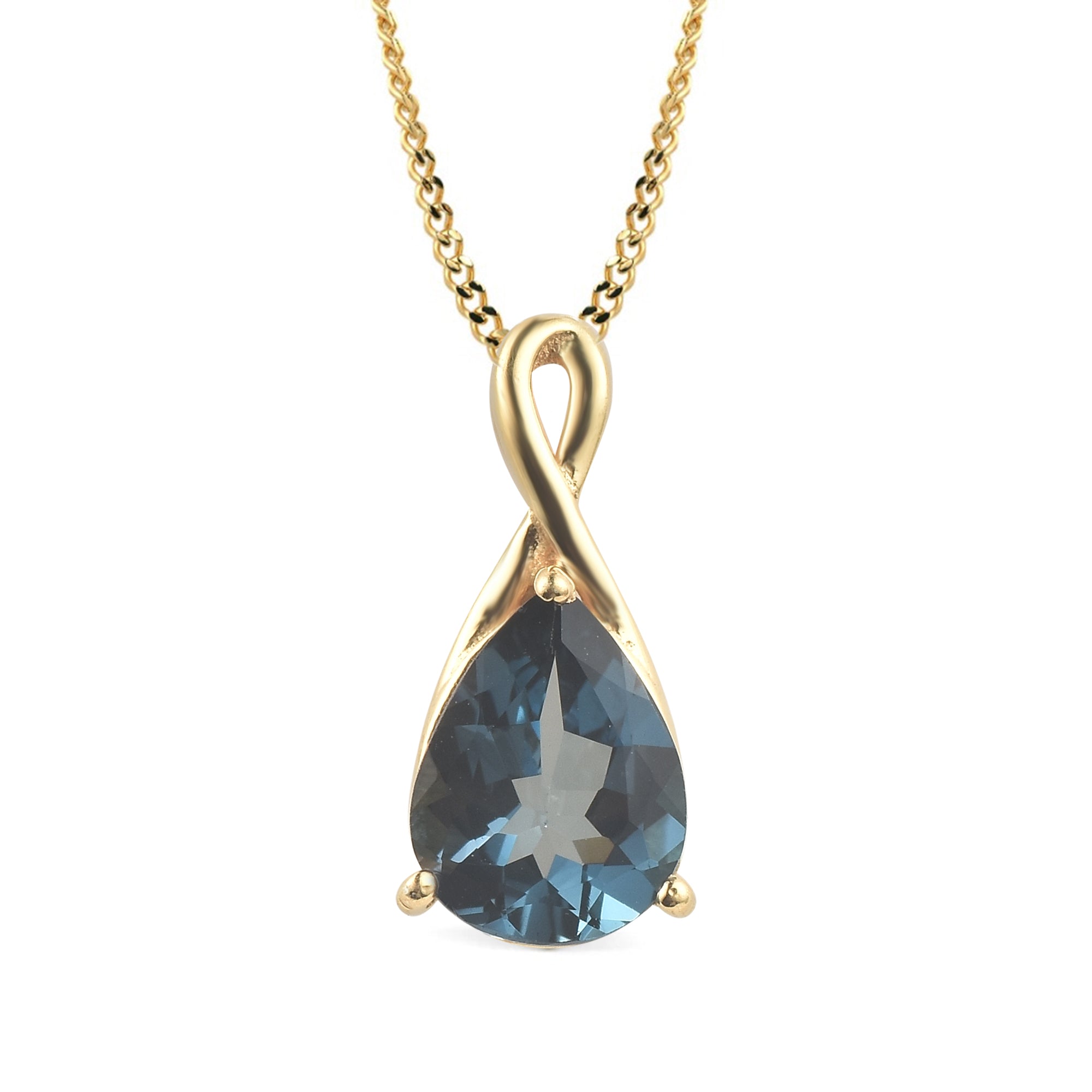 London Blue Topaz Pear Pendant with Prong Setting