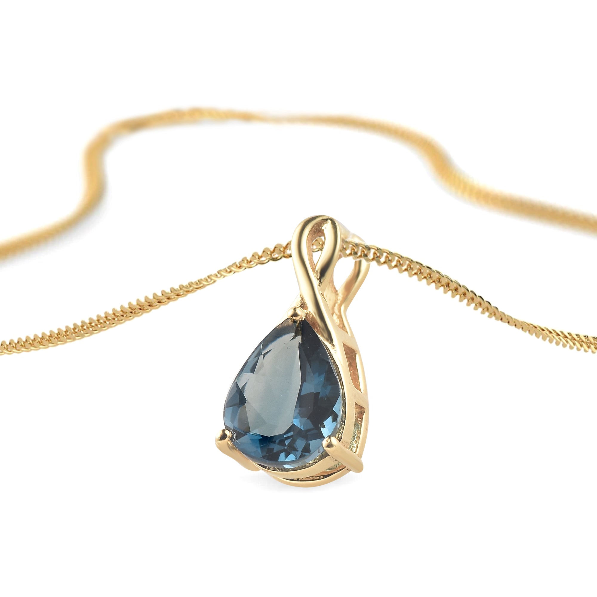 London Blue Topaz Pear Pendant with Prong Setting