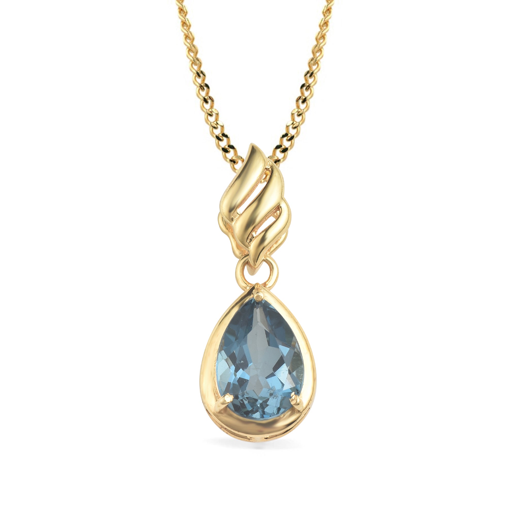 London Blue Topaz Pear Pendant with Prong Setting