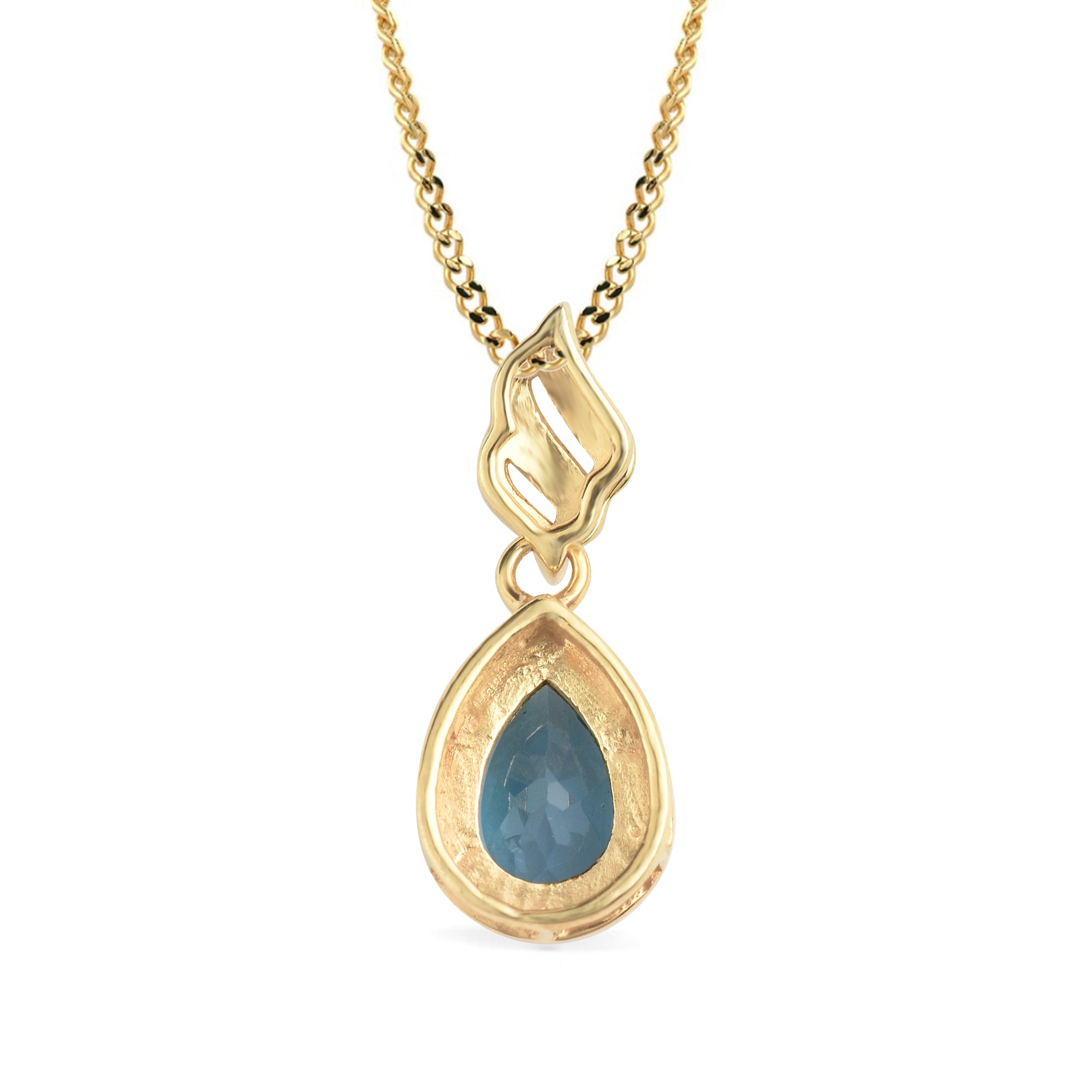 London Blue Topaz Pear Pendant with Prong Setting