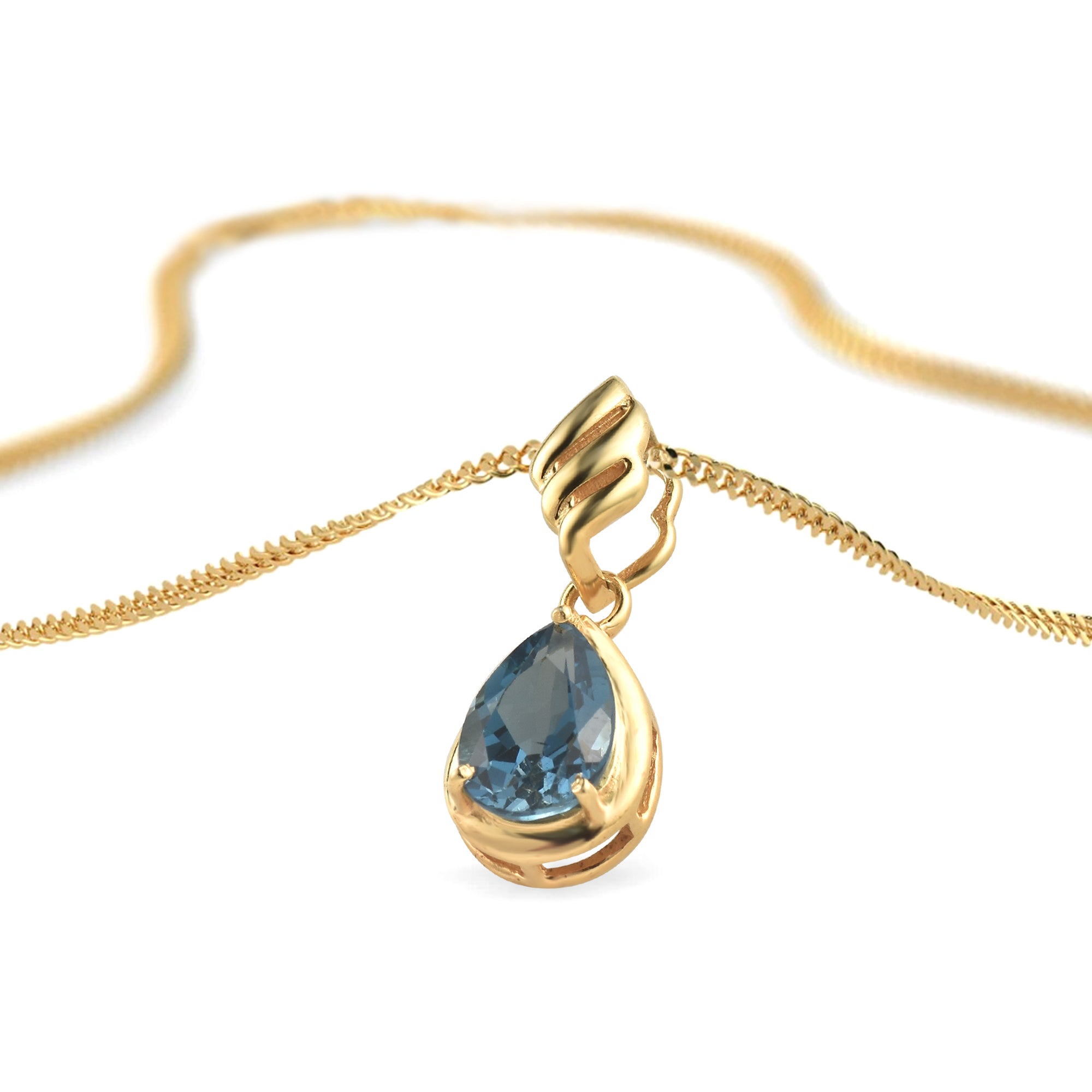 London Blue Topaz Pear Pendant with Prong Setting