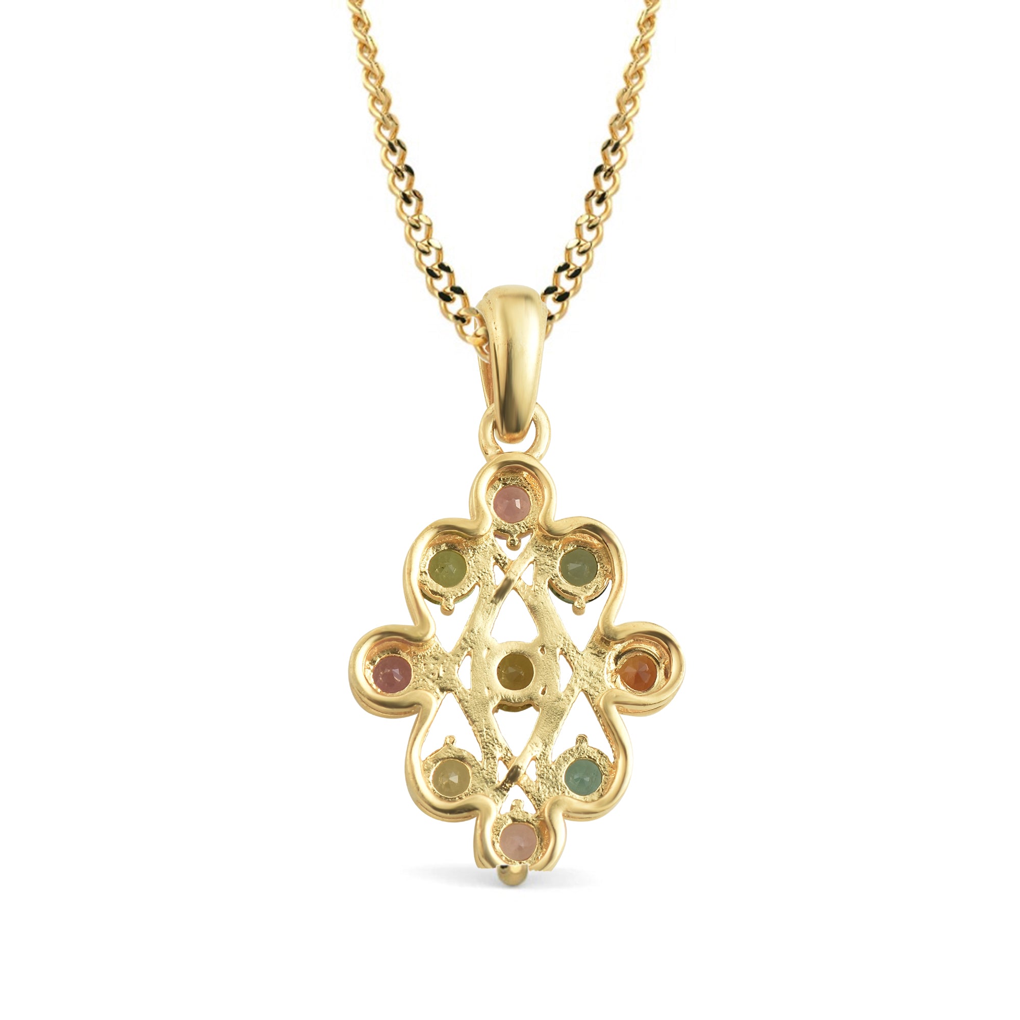 Multi Tourmaline Round Pendant with Prong Setting
