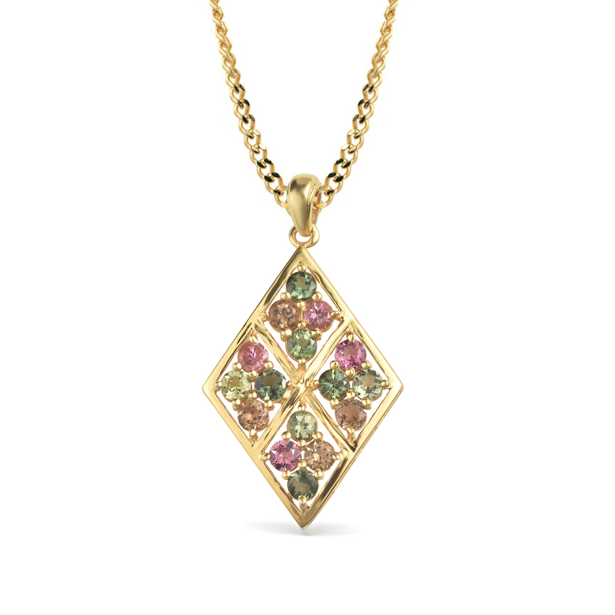Multi Tourmaline Round Pendant with Prong Setting