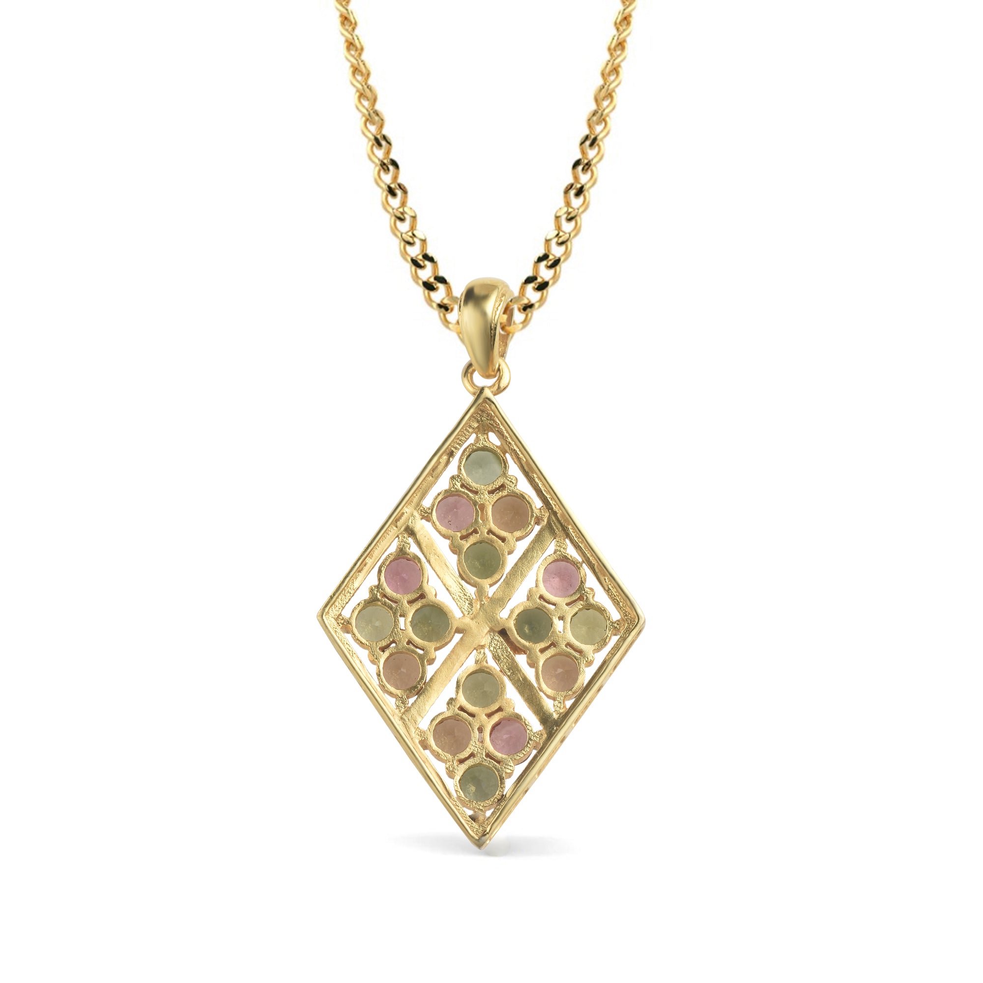 Multi Tourmaline Round Pendant with Prong Setting
