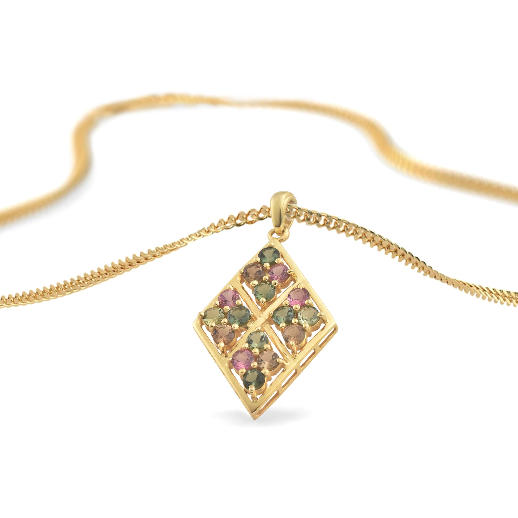 Multi Tourmaline Round Pendant with Prong Setting