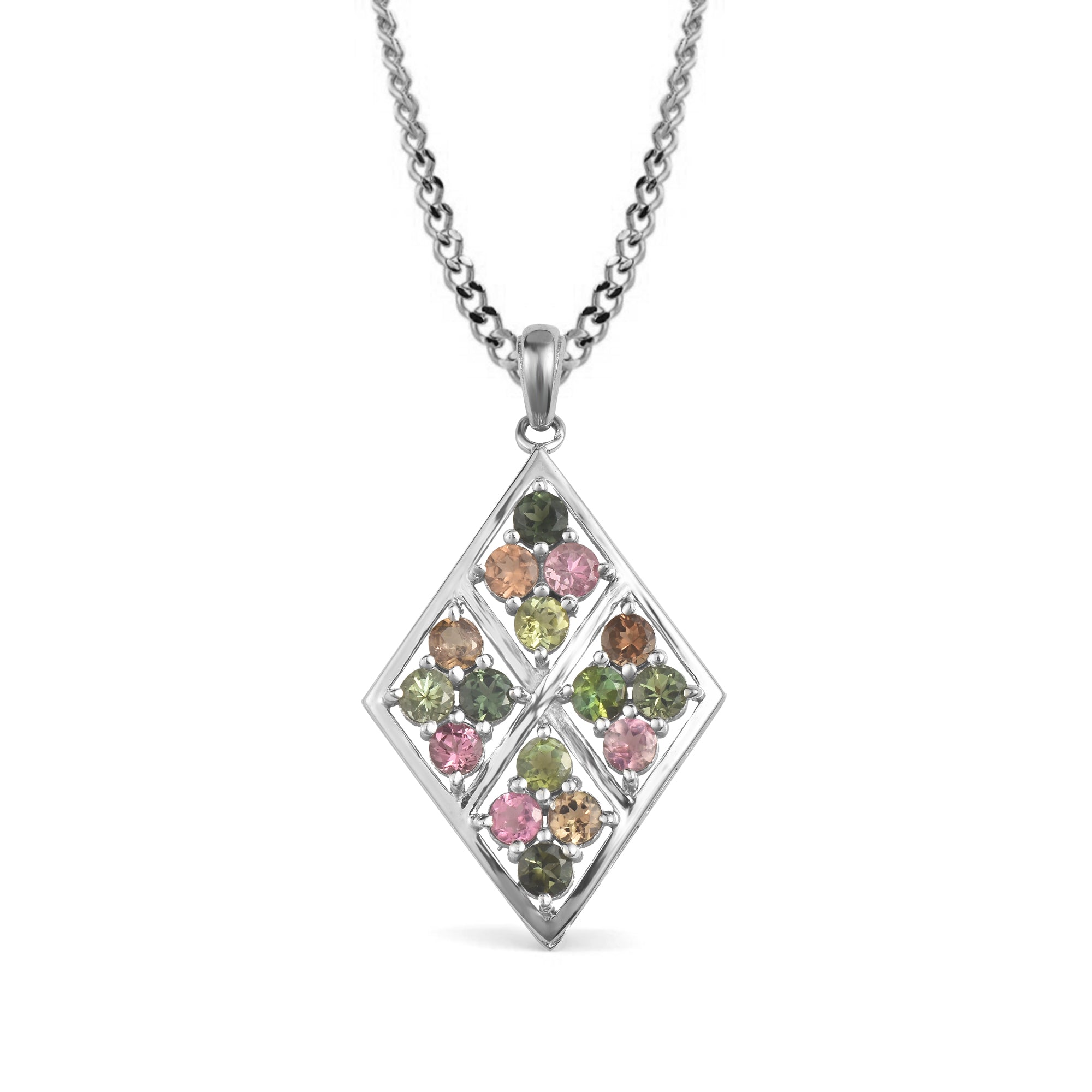 Multi Tourmaline Round Pendant with Prong Setting