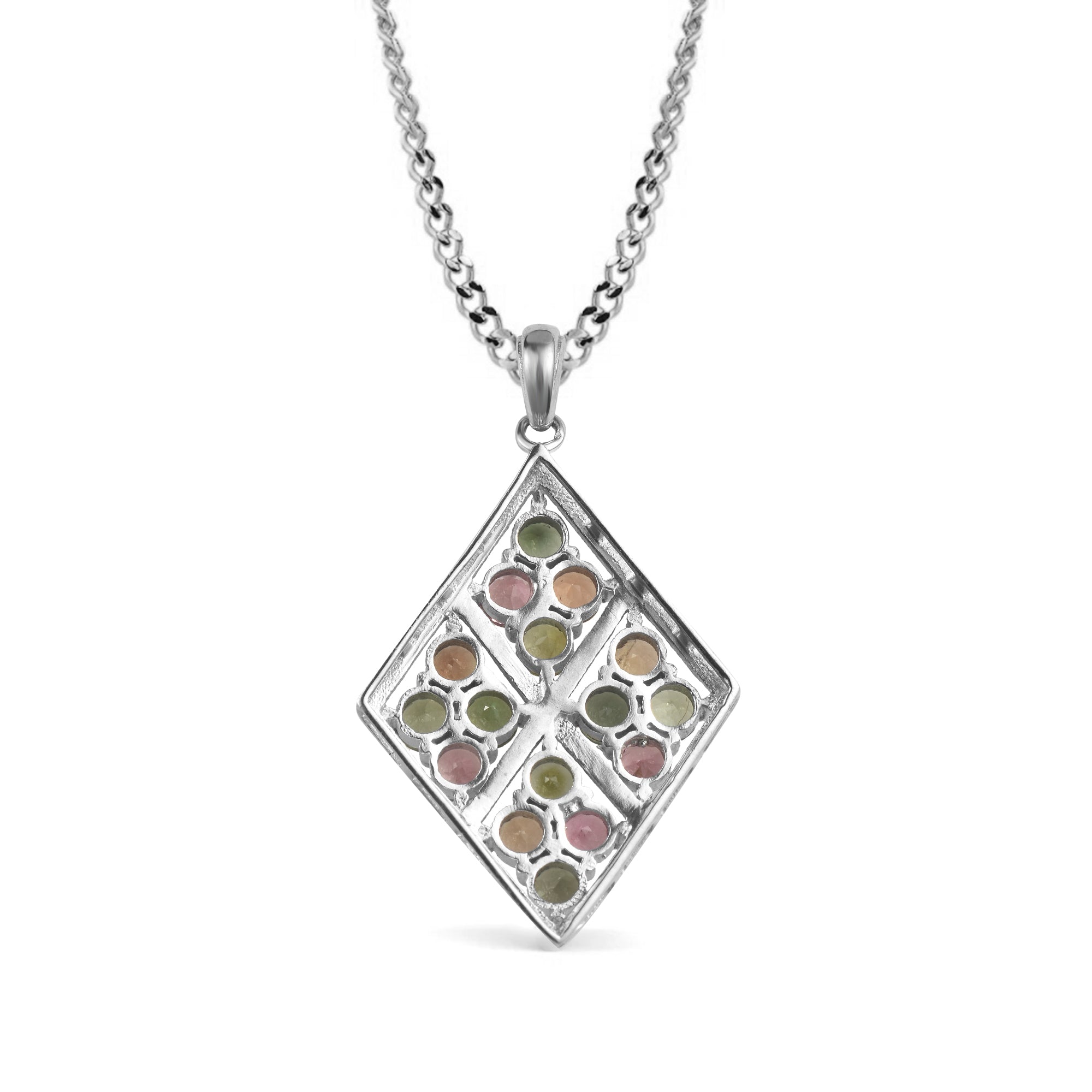 Multi Tourmaline Round Pendant with Prong Setting