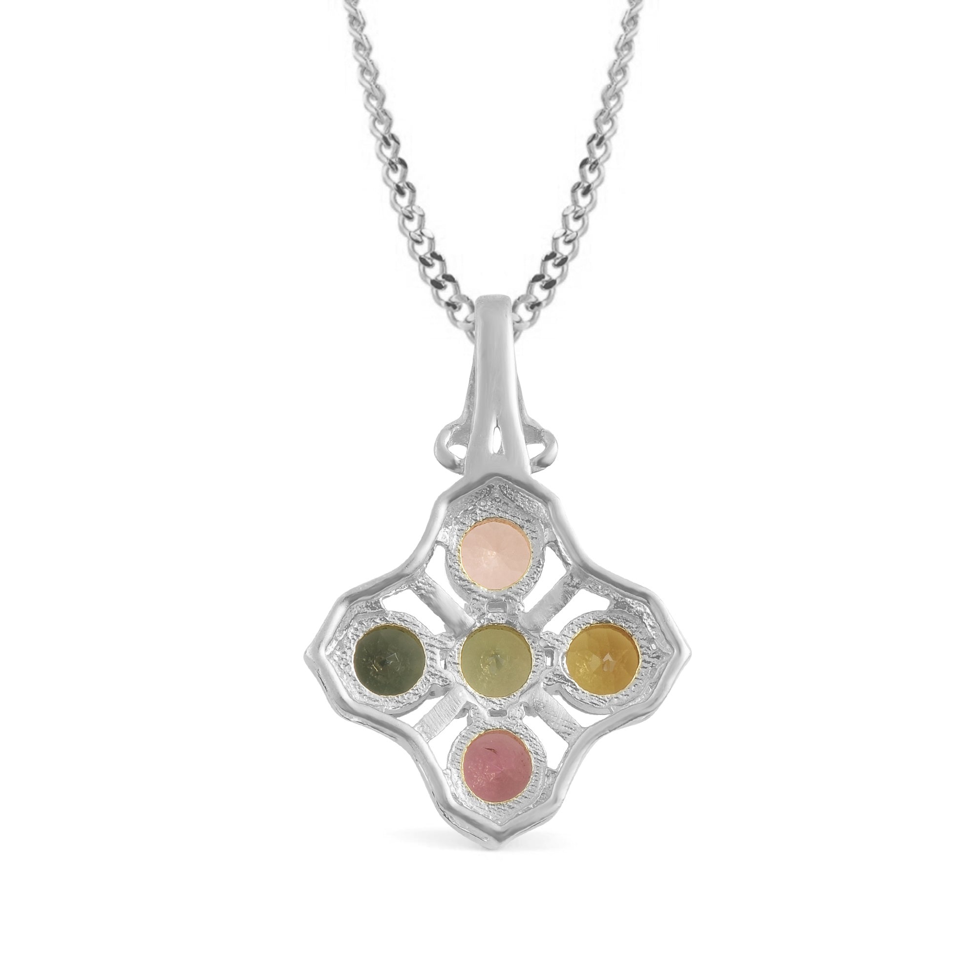 Multi Tourmaline Round Pendant with Prong Setting