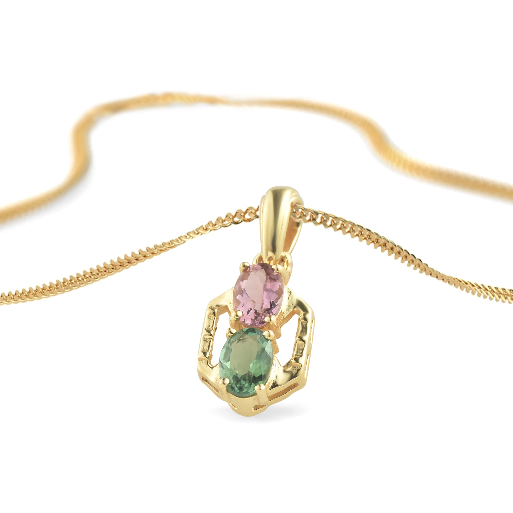 Multi Tourmaline Oval Pendant with Prong Setting