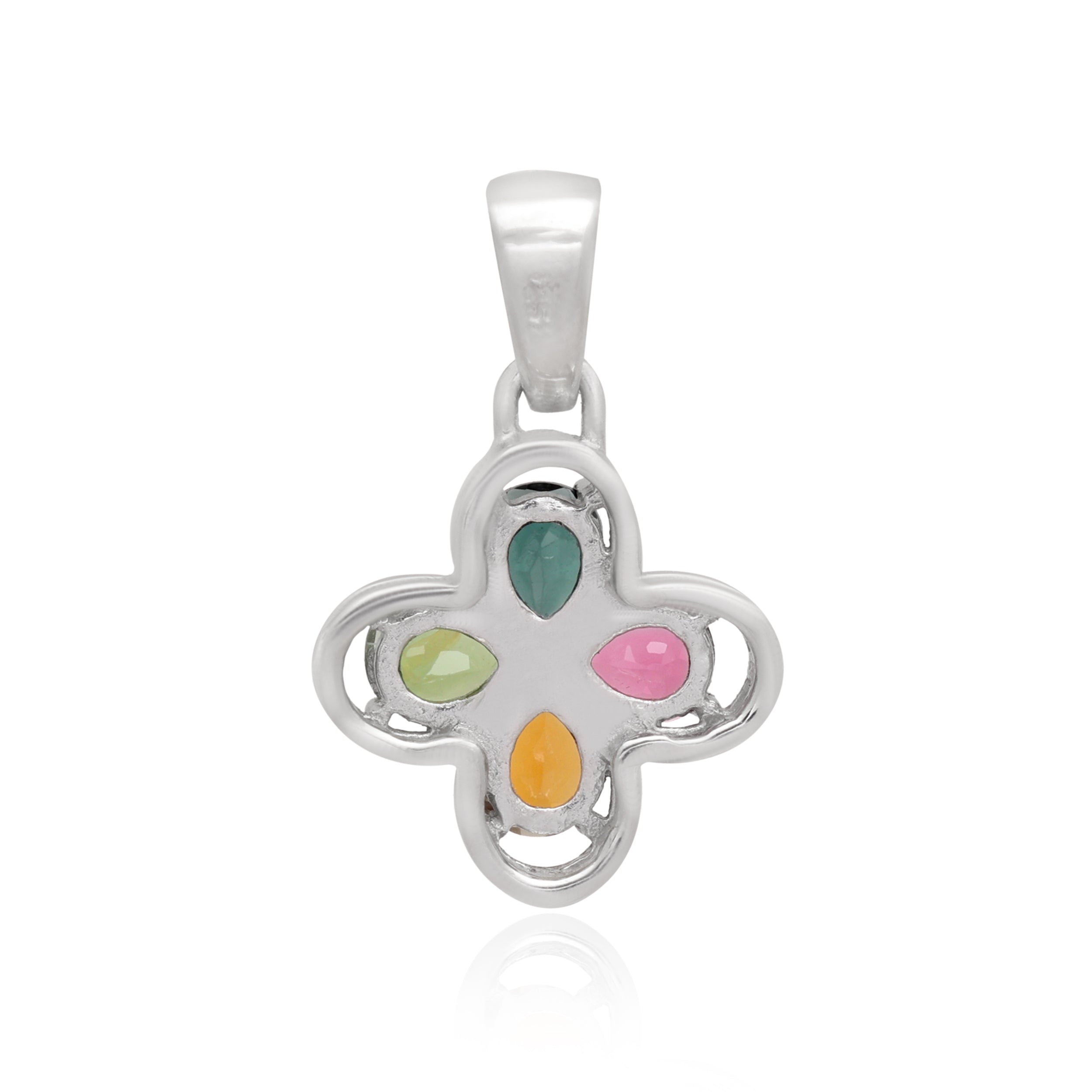 Multi Tourmaline Pear Pendant with Prong Setting