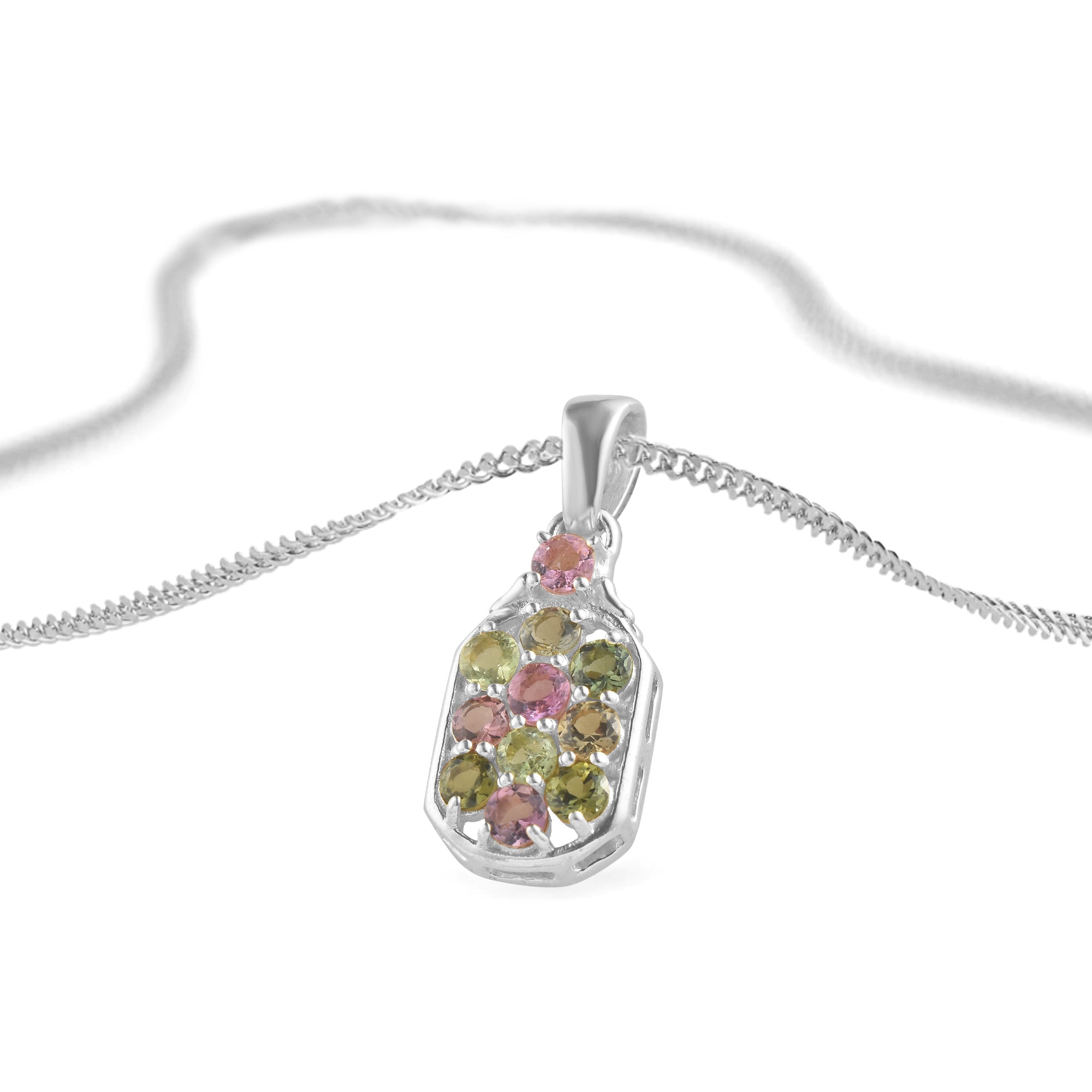 Multi Tourmaline Round Pendant with Prong Setting