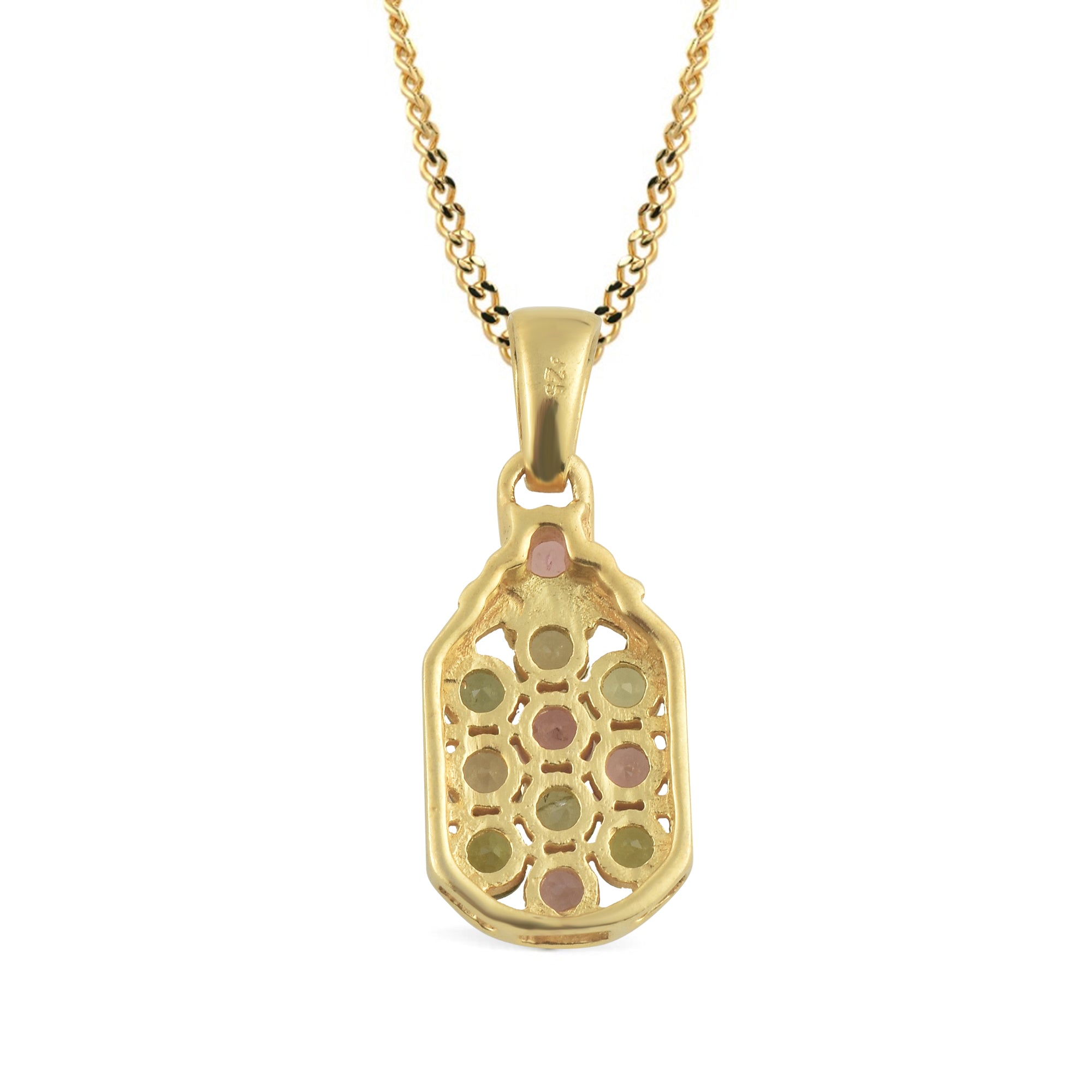 Multi Tourmaline Round Pendant with Prong Setting