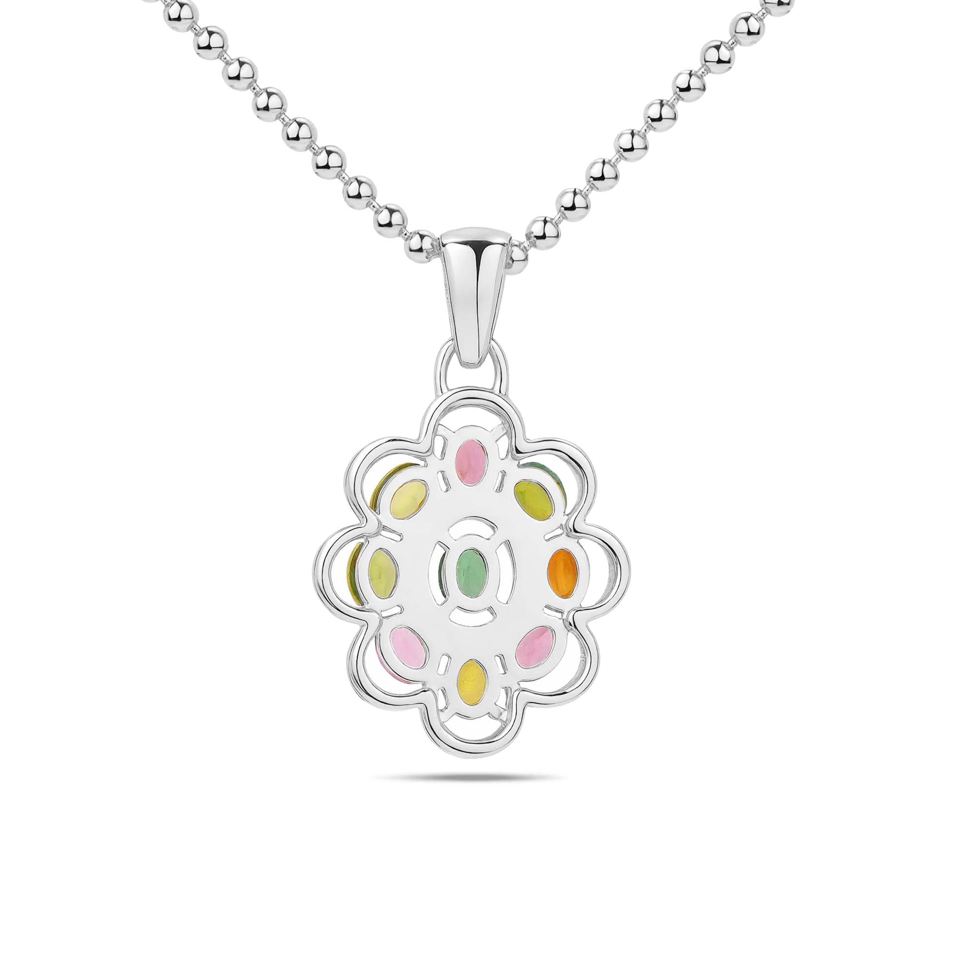 Multi Tourmaline Oval Pendant with Prong Setting
