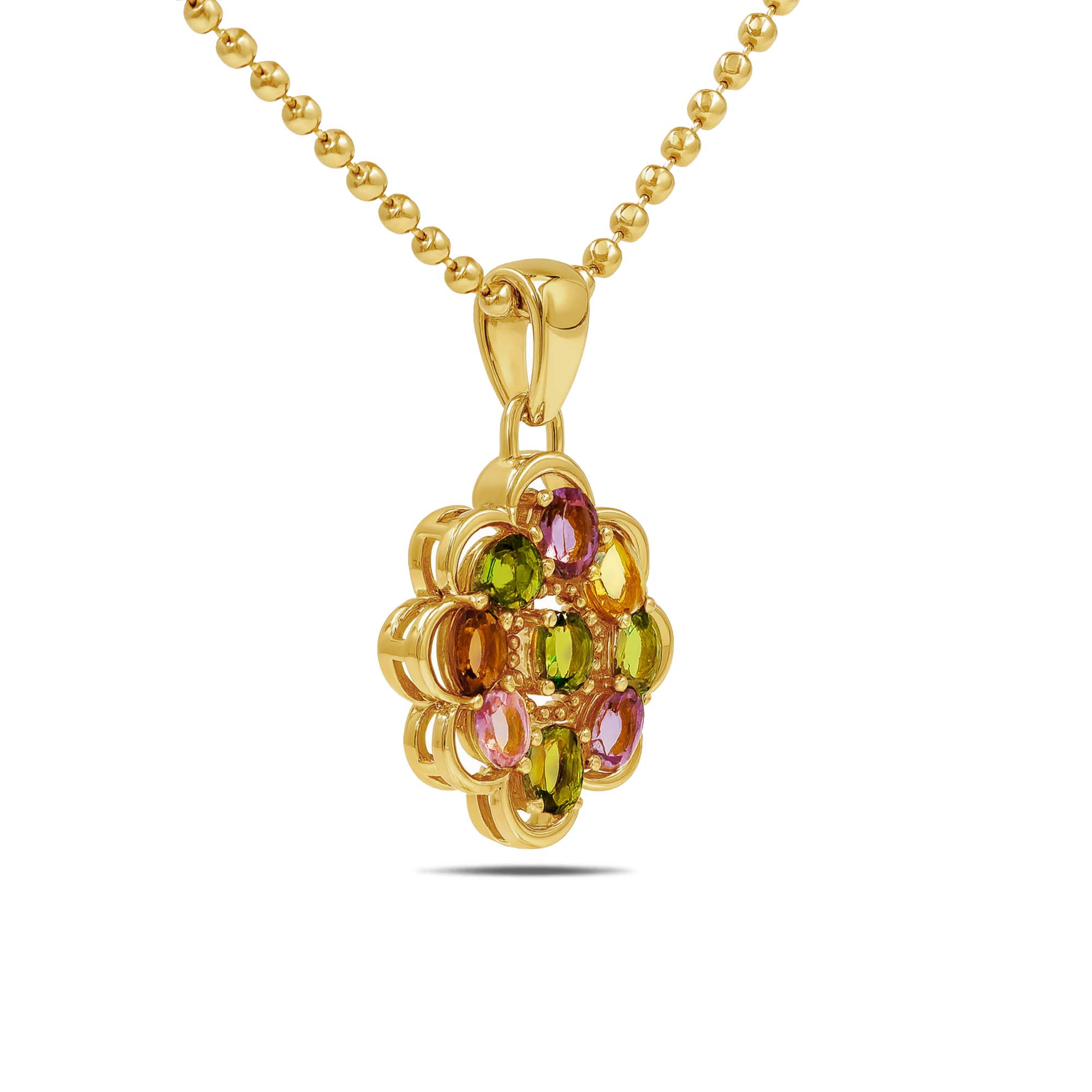Multi Tourmaline Oval Pendant with Prong Setting